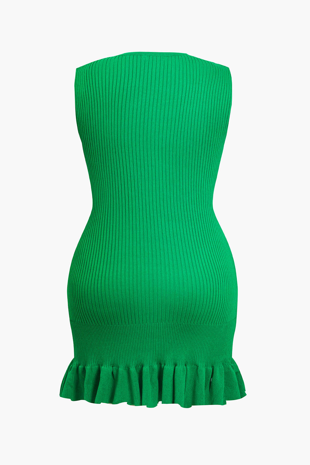 Plus Size Ruffle Hem Sleeveless Knit Mini Dress