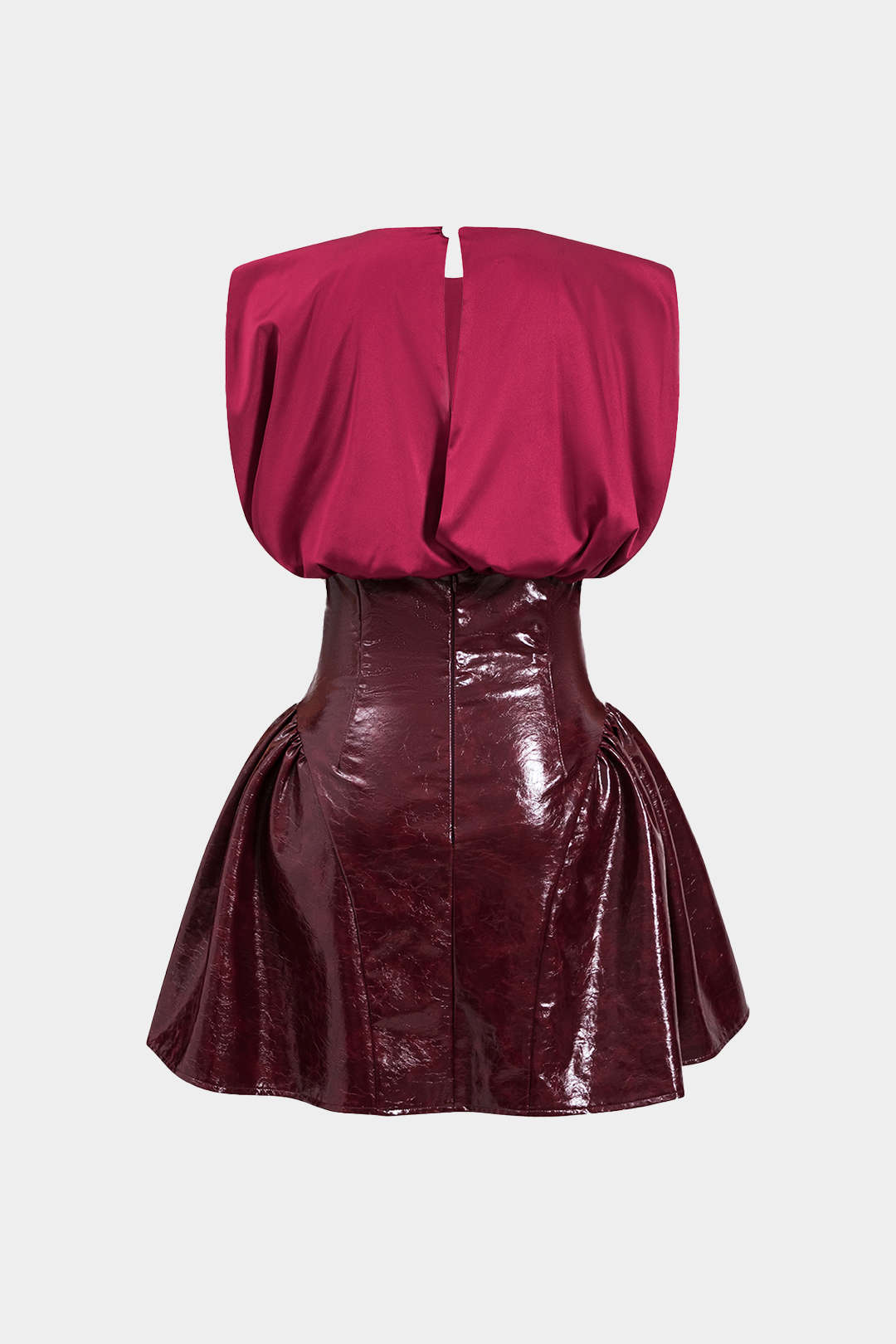 Faux Leather Satin Sleeveless Mini Dress