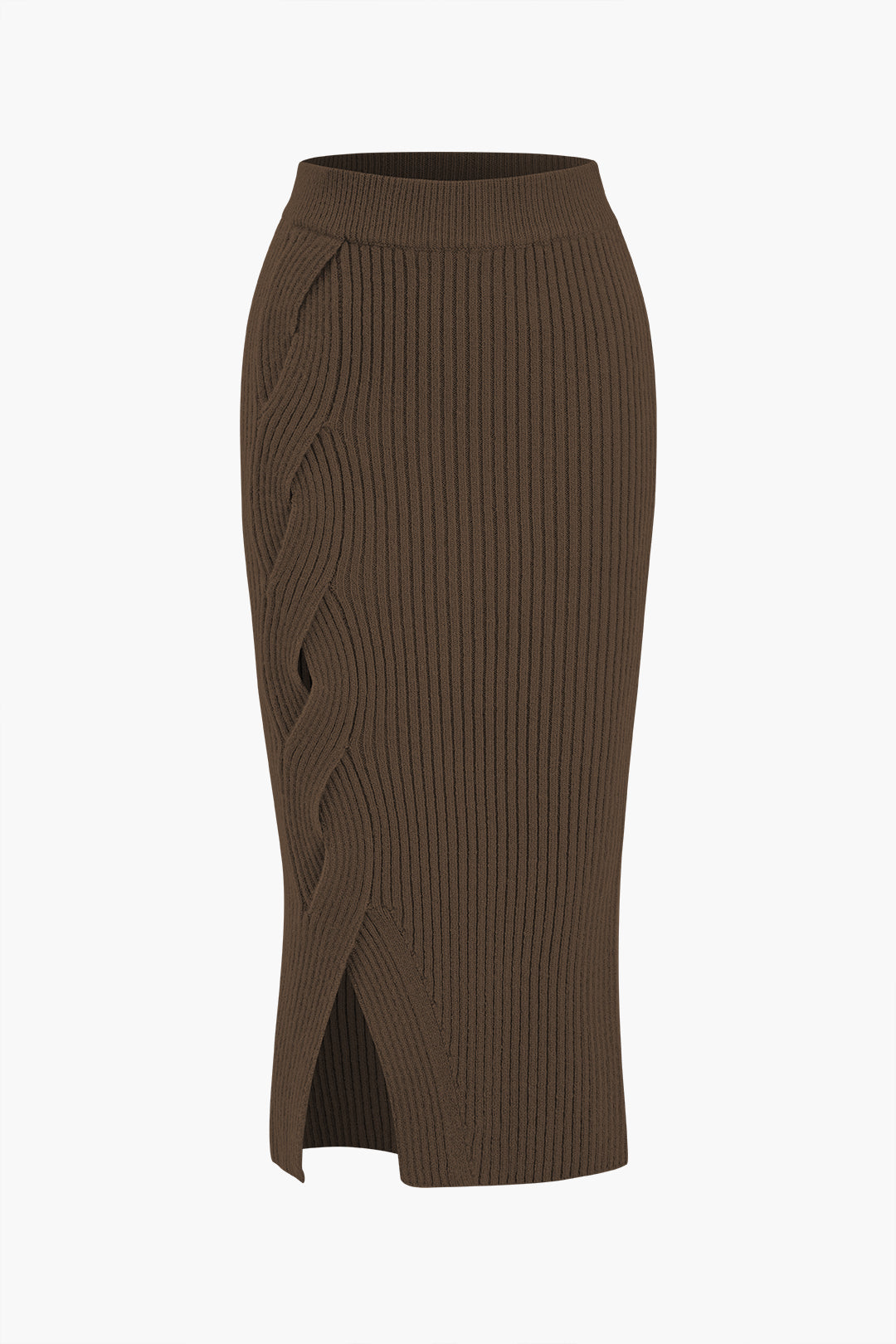 Crossed Sweater Asymmetrical Midi Skirt