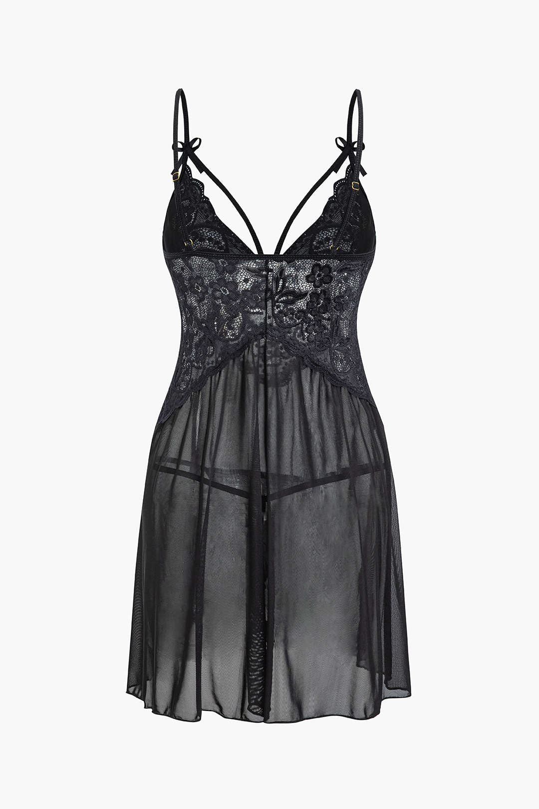 Lace Sheer Embroidery Bustier Slip Night Dress