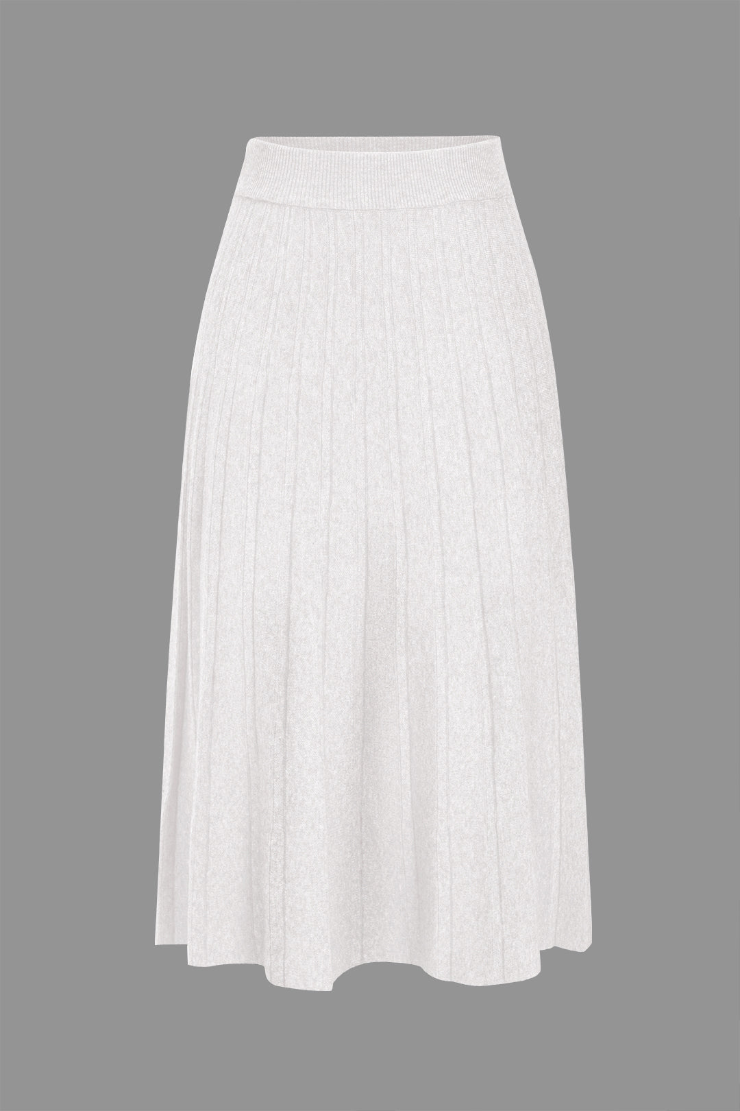 Solid Knit Pleated High Waist Skirt