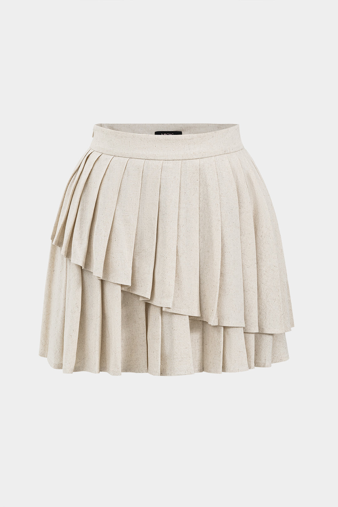 Linen Pleated Button Tie Back Top And Skirt Set