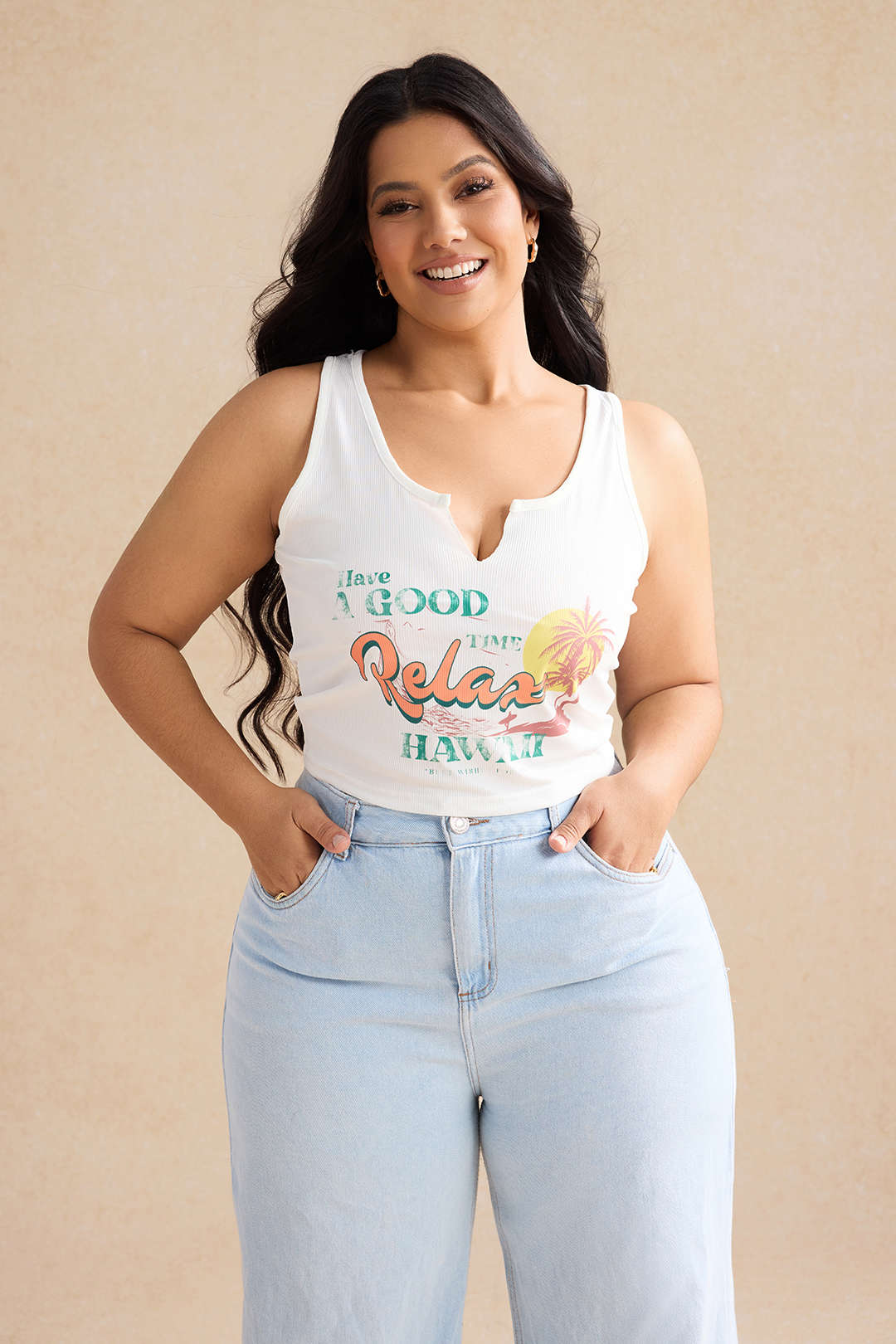 Plus Size Retro Letter Print Tank Top