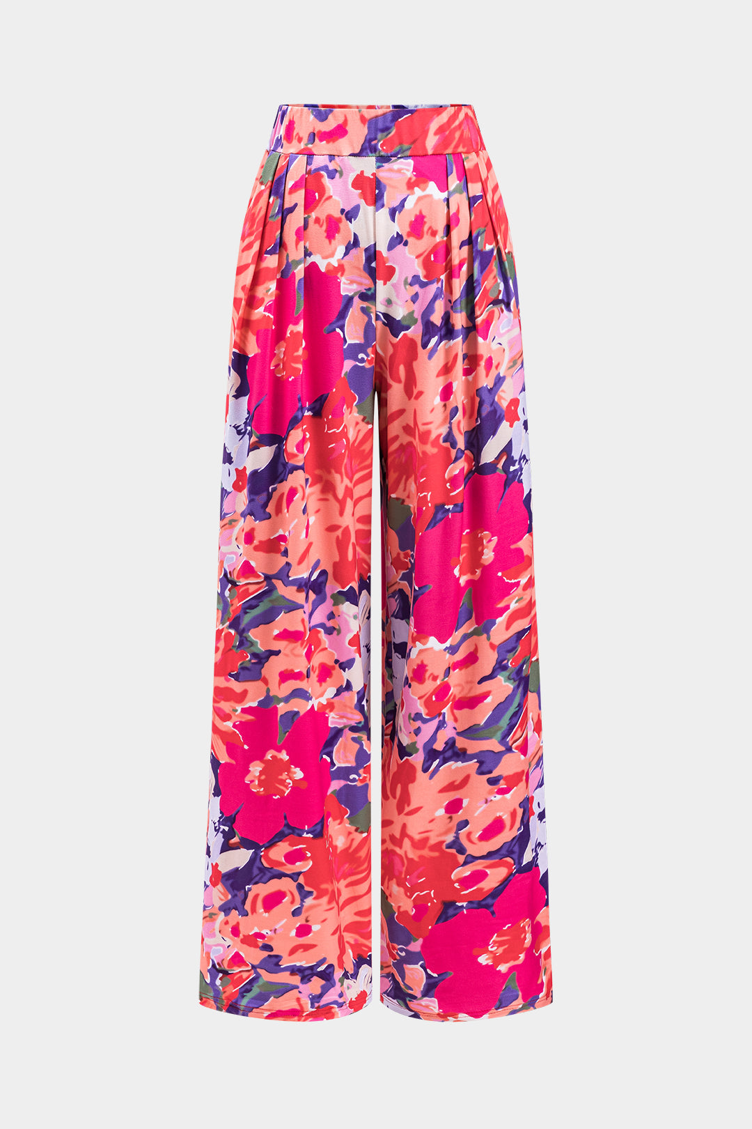 Floral Print Ruched Tie-Up Top And Wide Leg Trousers Set