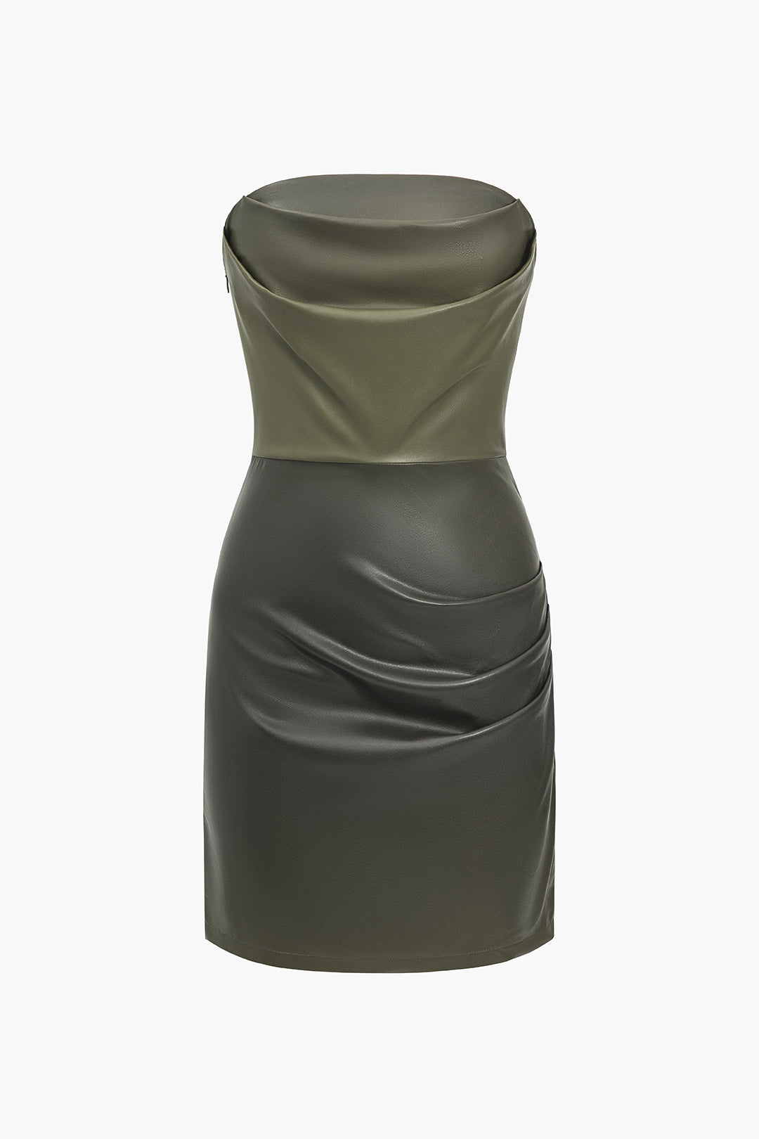 Faux Leather Strapless Mini Dress