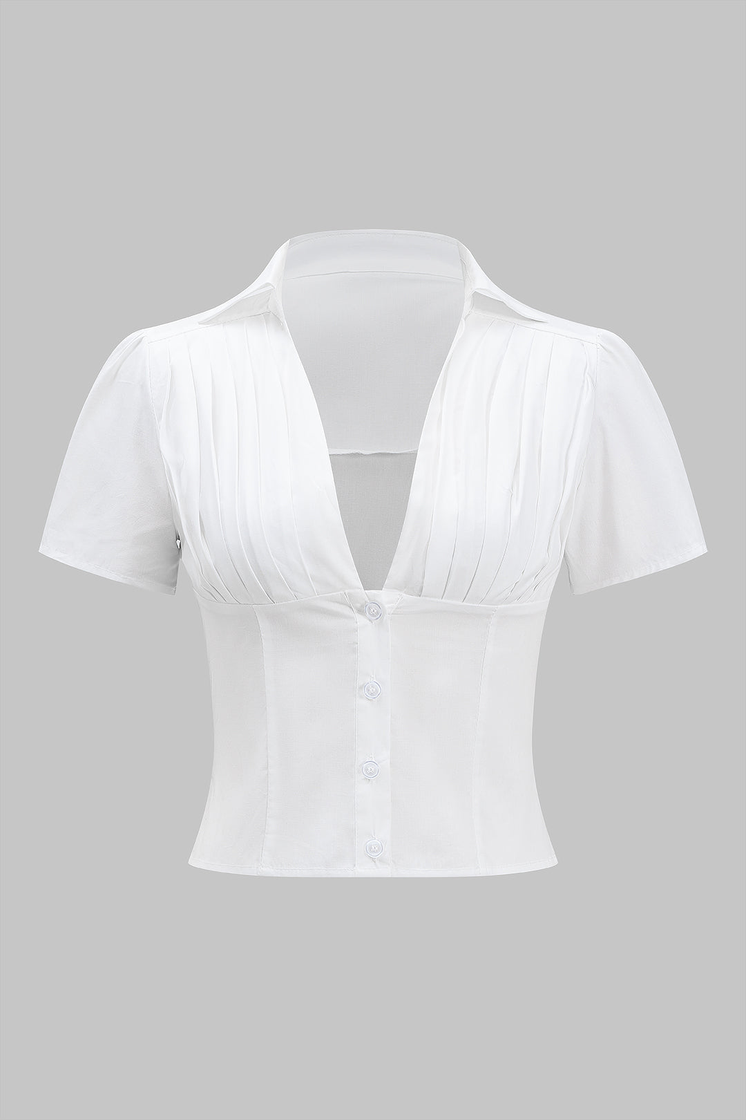 Pleated Button Corset Short-Sleeve Shirt