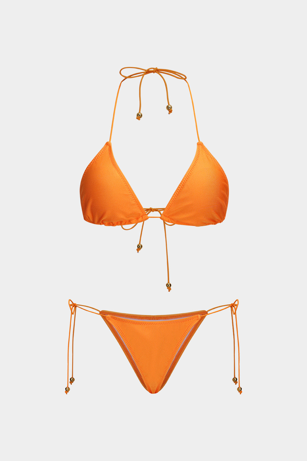 Bead Ruched Tie-Up Bikini Set