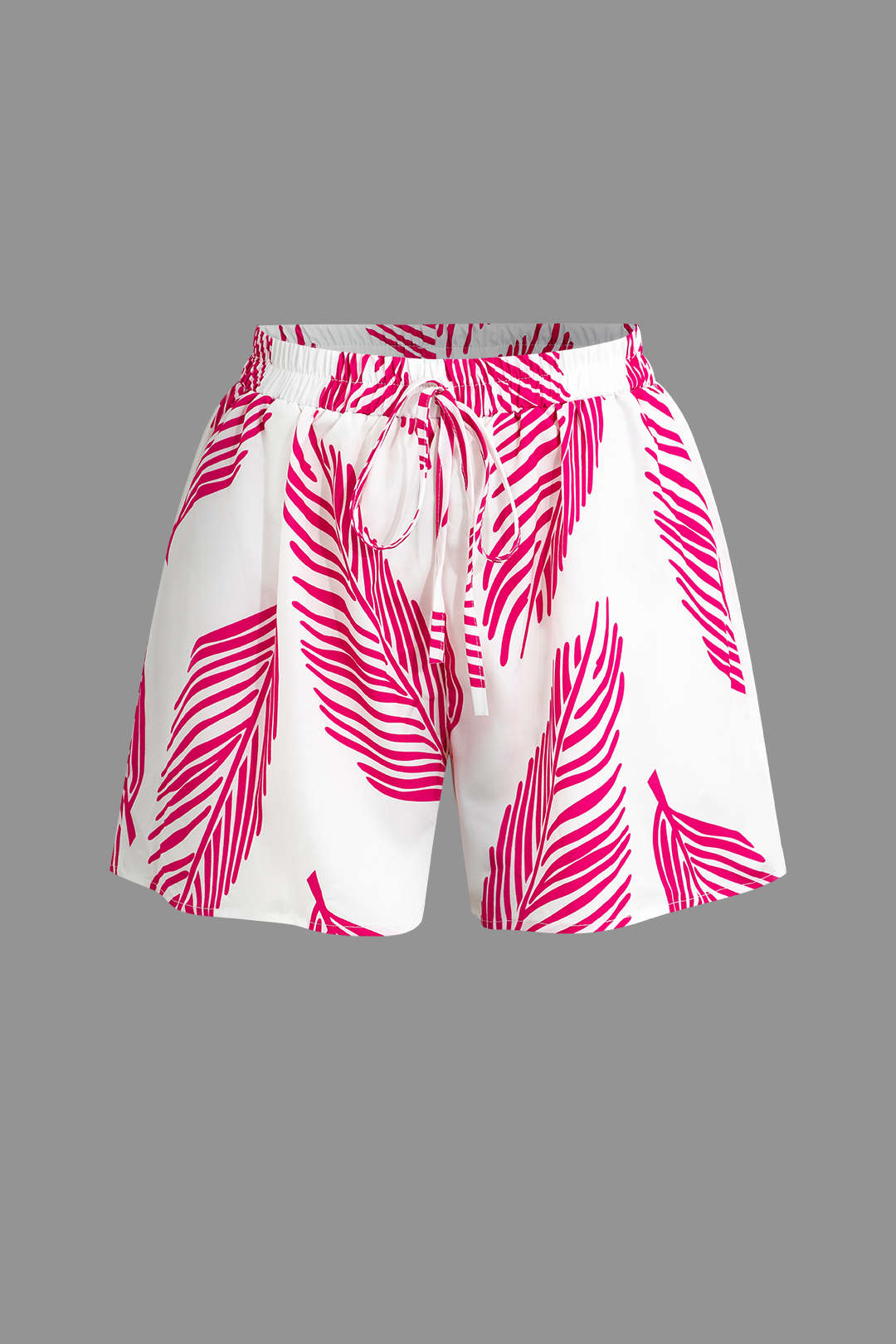 Leaf Print Drawstring Shorts Set