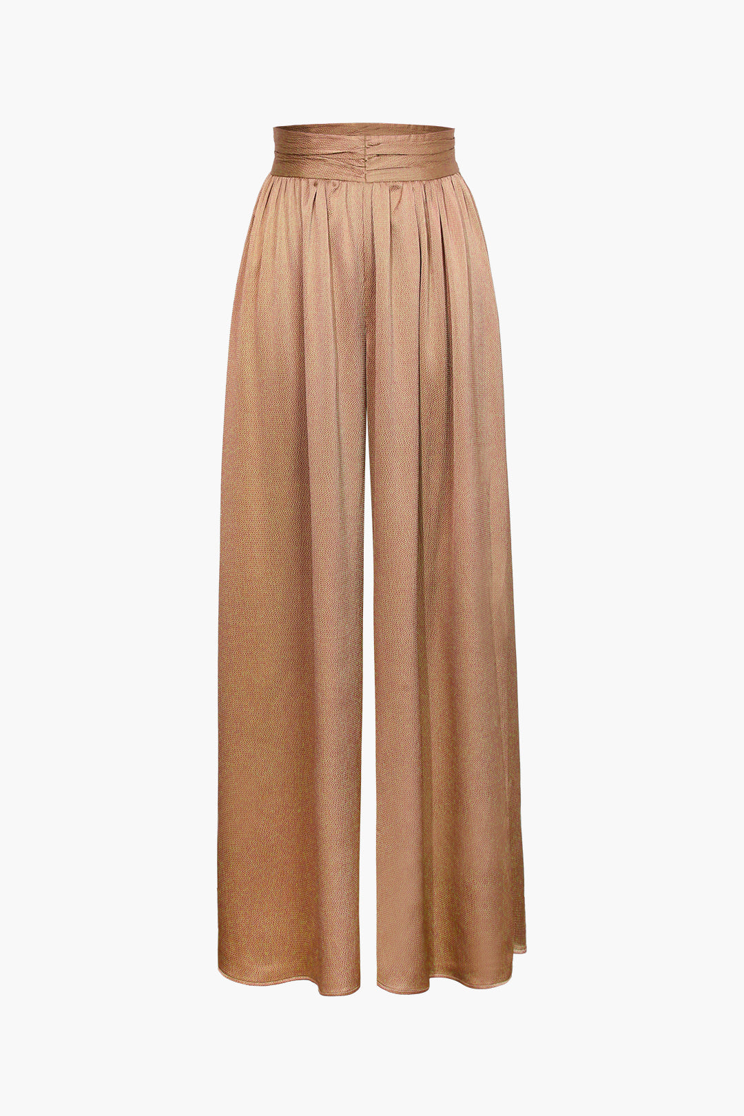 Basic Heavy Satin High Waisted Wide Leg Pants