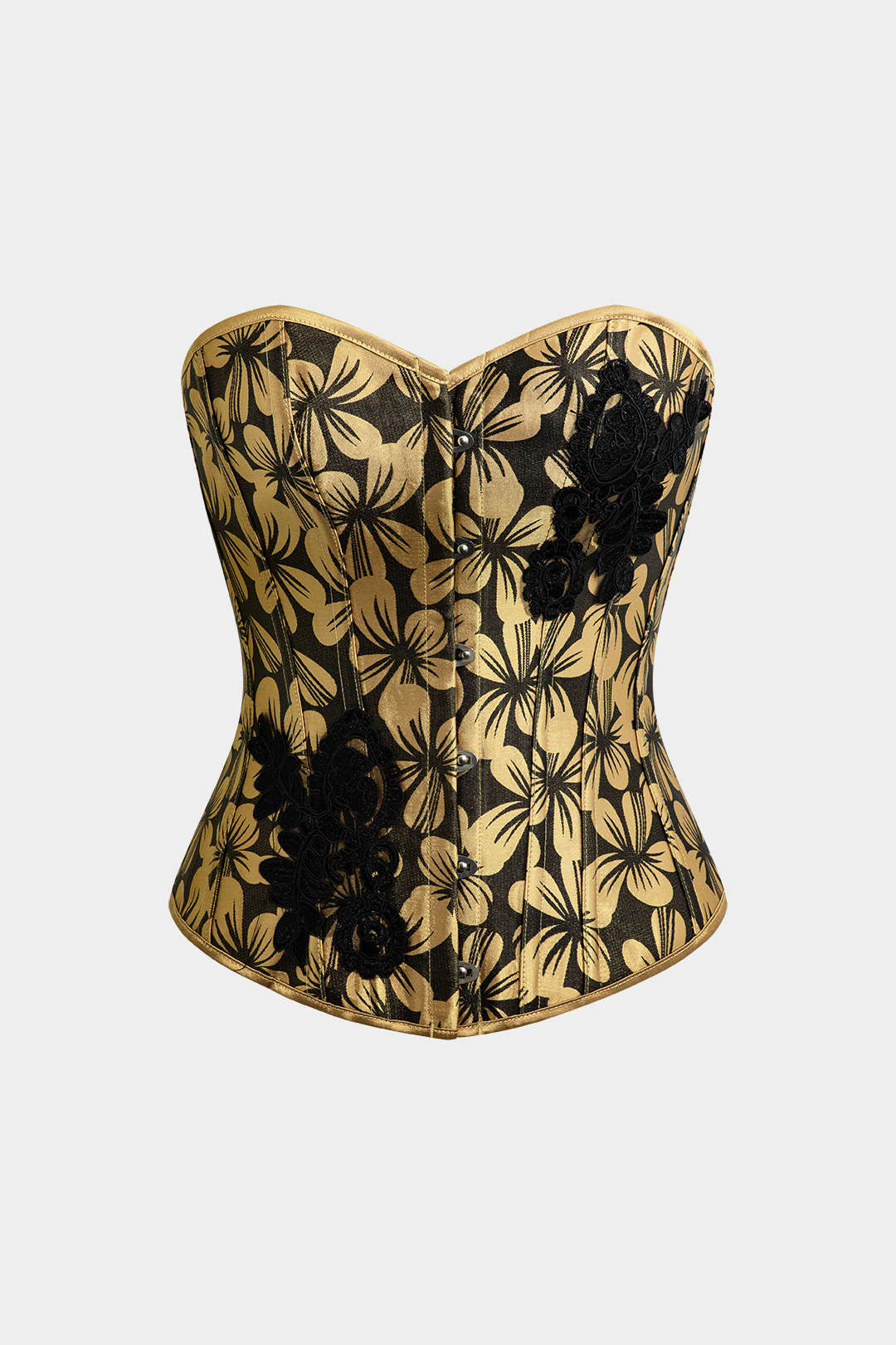 Floral Print Appliques Corset Tube Top