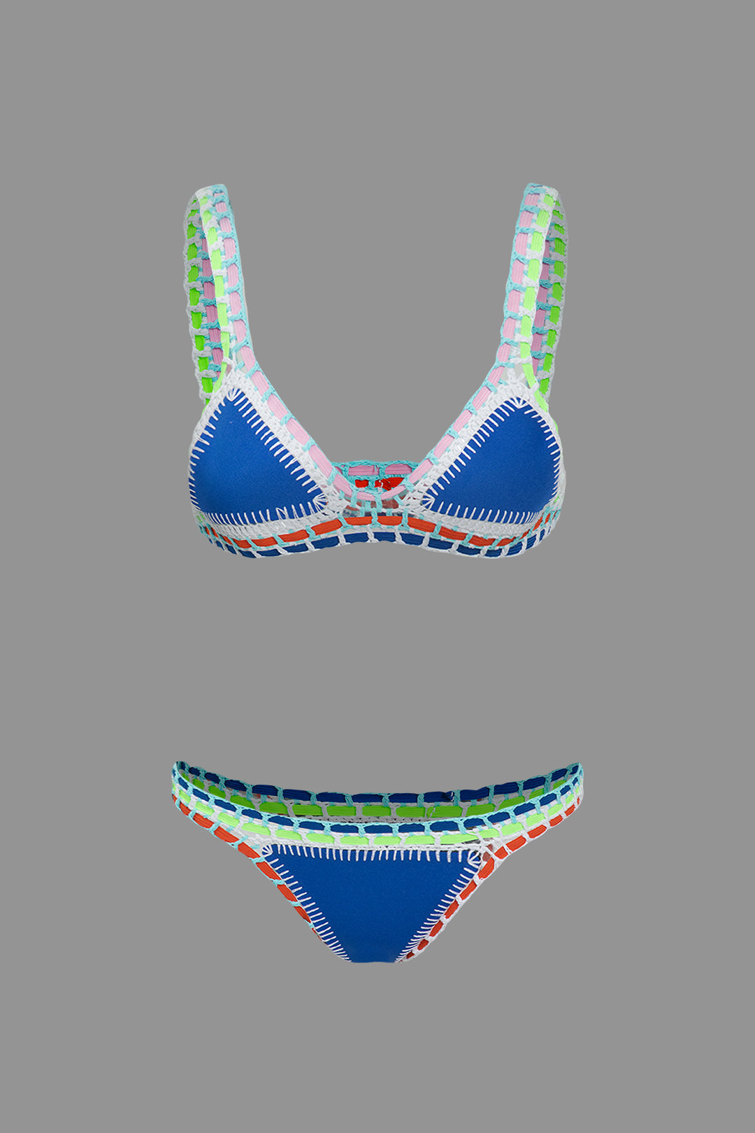 Contrast Crochet Trim Bikini Set