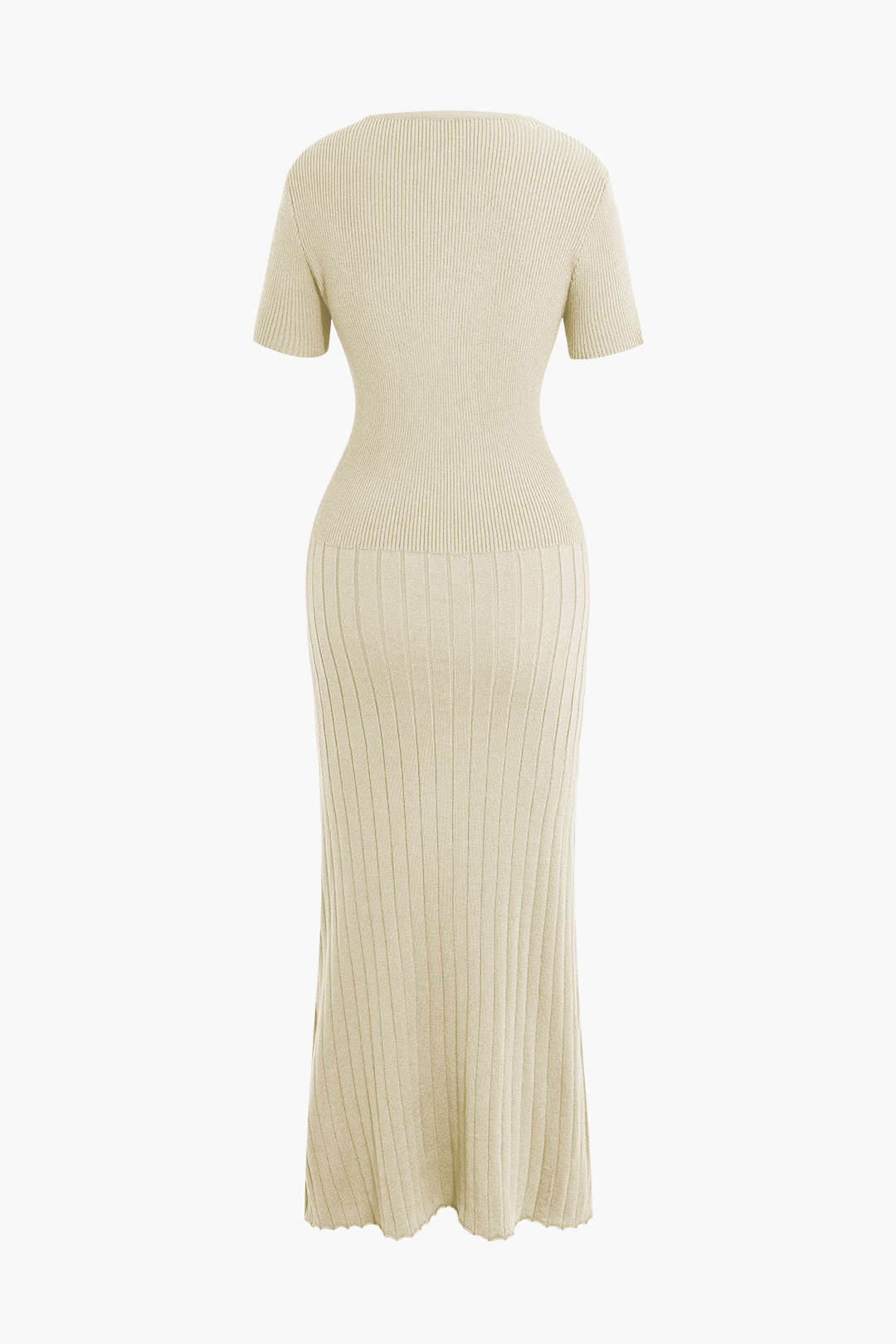 Ribbed Knit V-neck Midi Dress