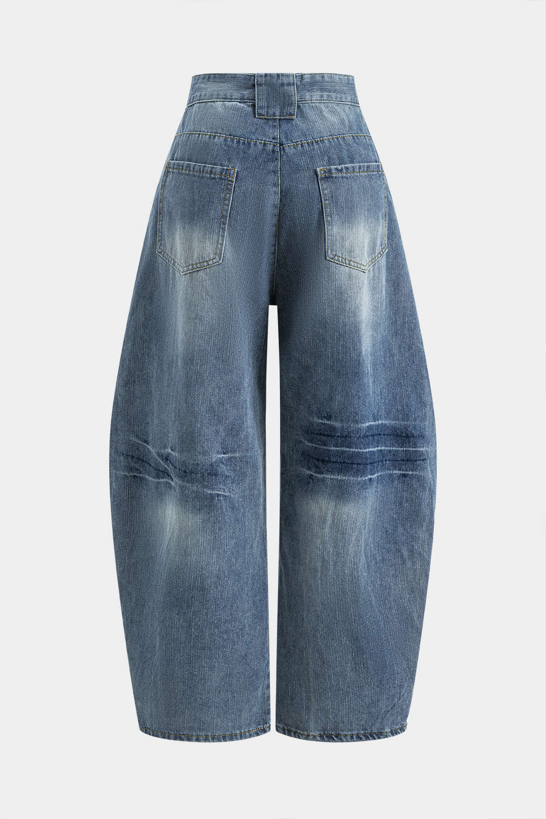 Denim Wide Leg Barrel Jeans