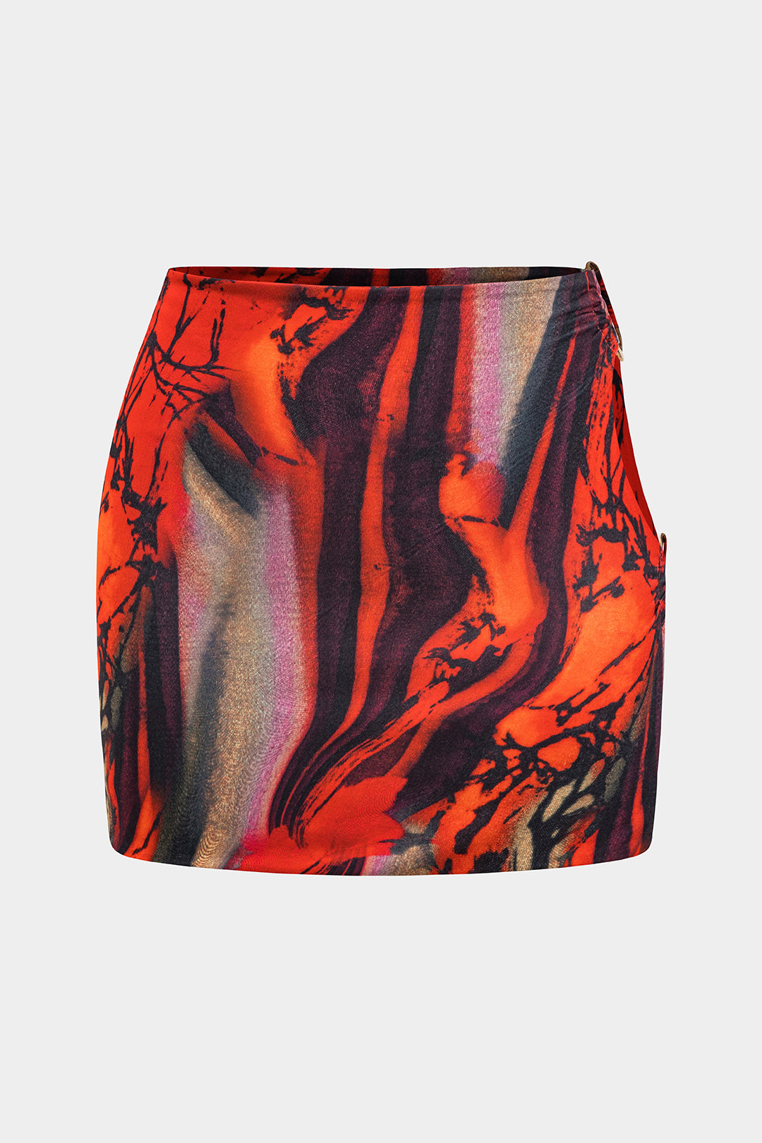 Abstract Print Metallic Ring Ruched Cut Out Skirt