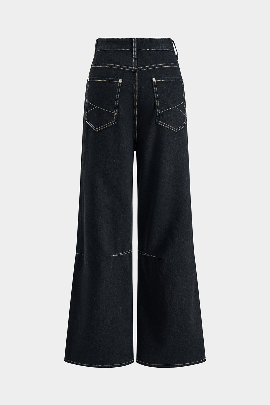 Contrast Stitching Wide Leg Jeans