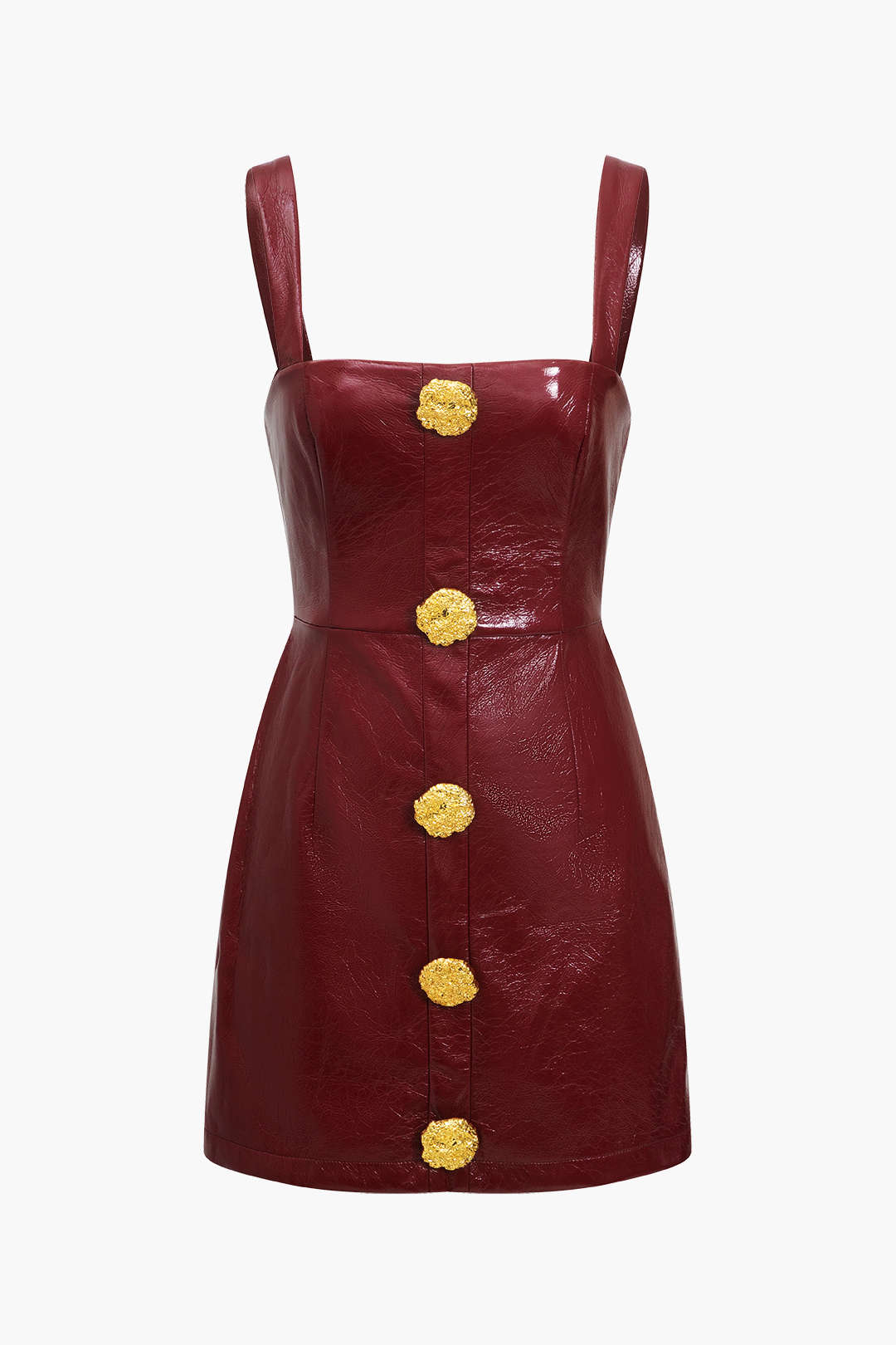 Solid Faux Leather Strap Mini Dress