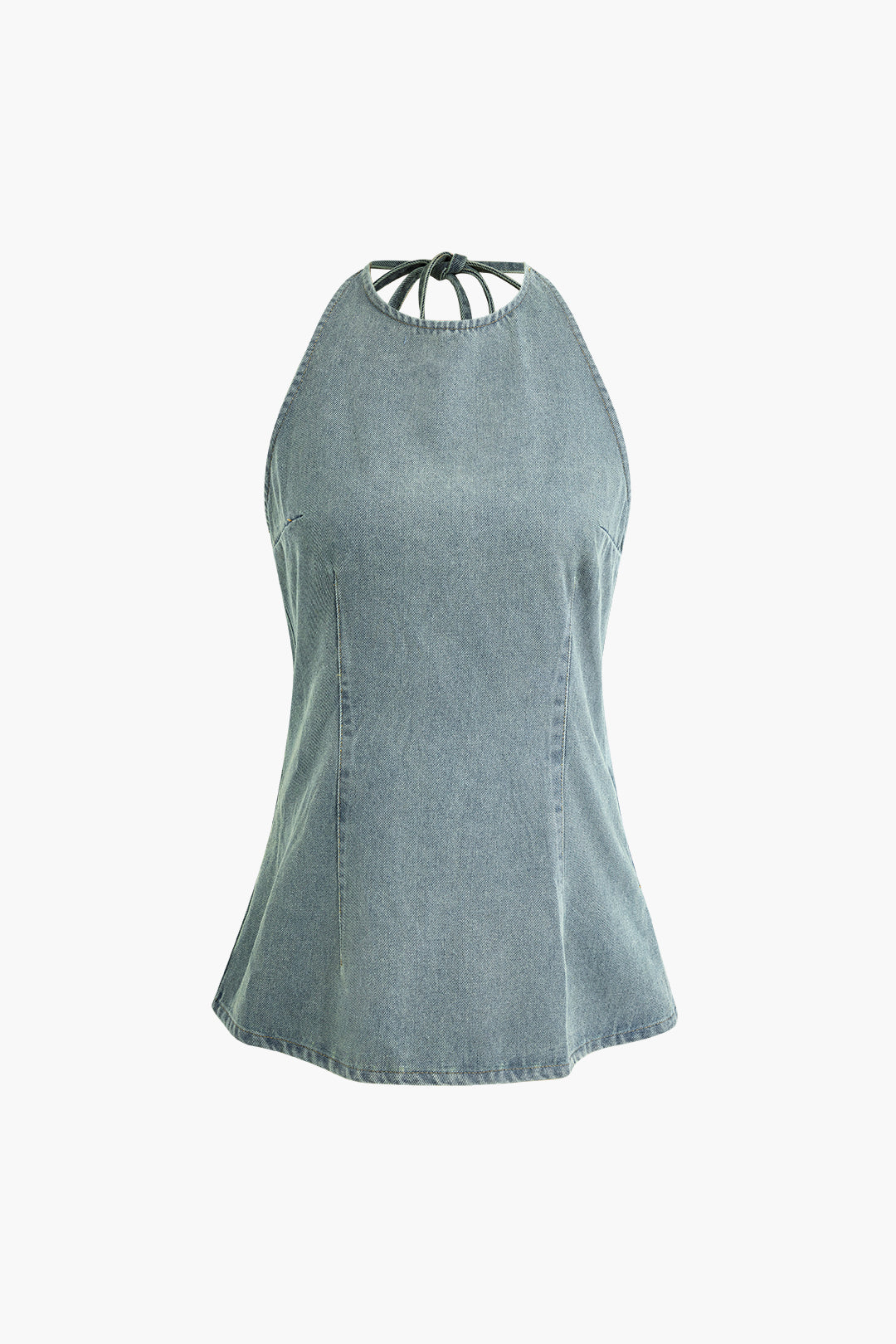 Halter Neck Backless Sleeveless Denim Tank Top