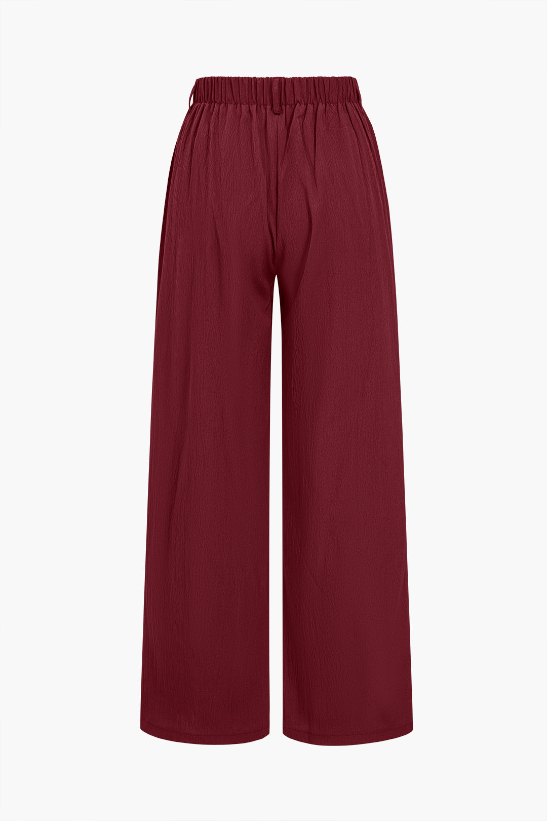 Basic Solid Ruched Wide Leg Trousers