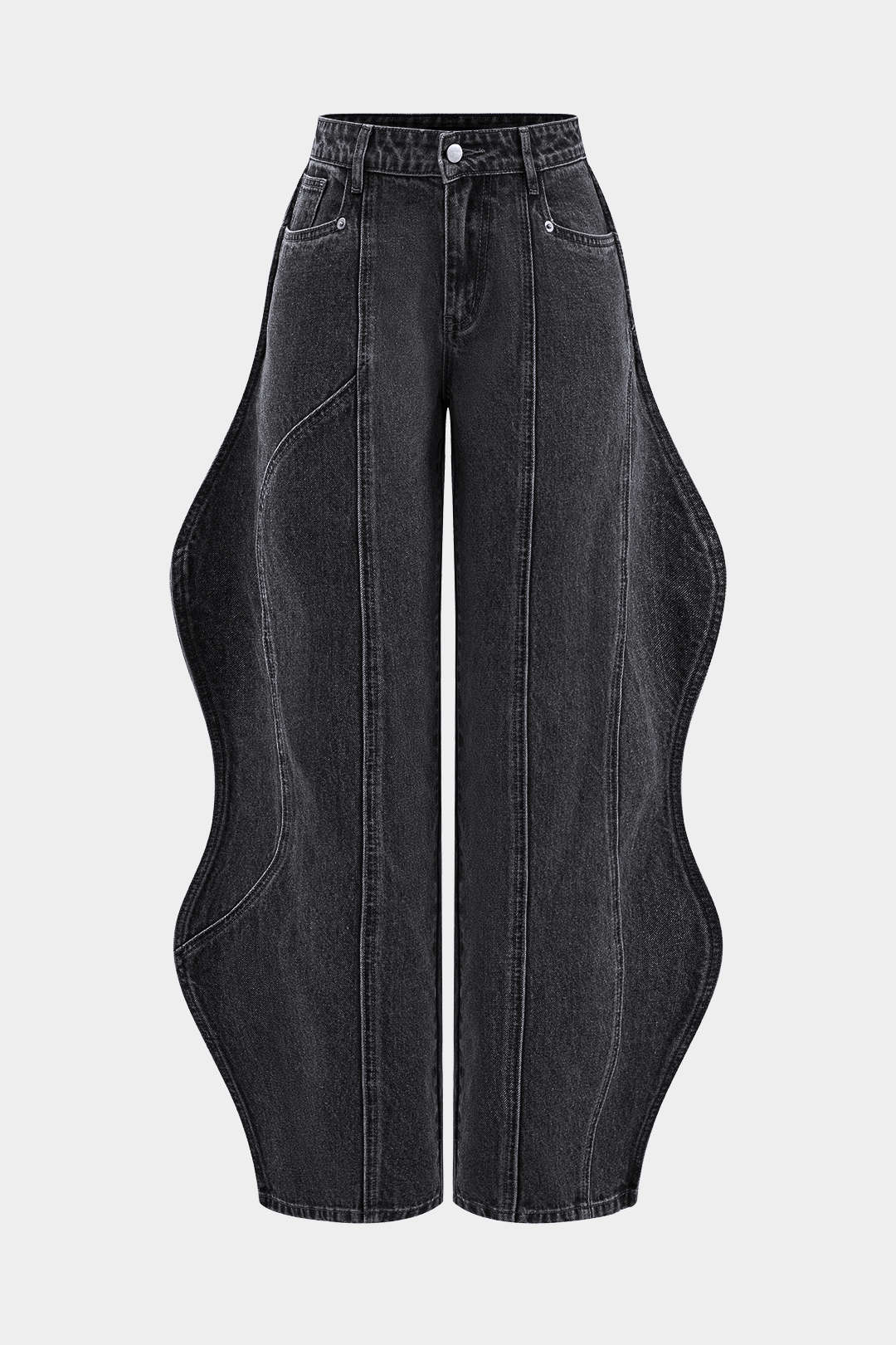 Wave Leg High Waist Barrel Jeans