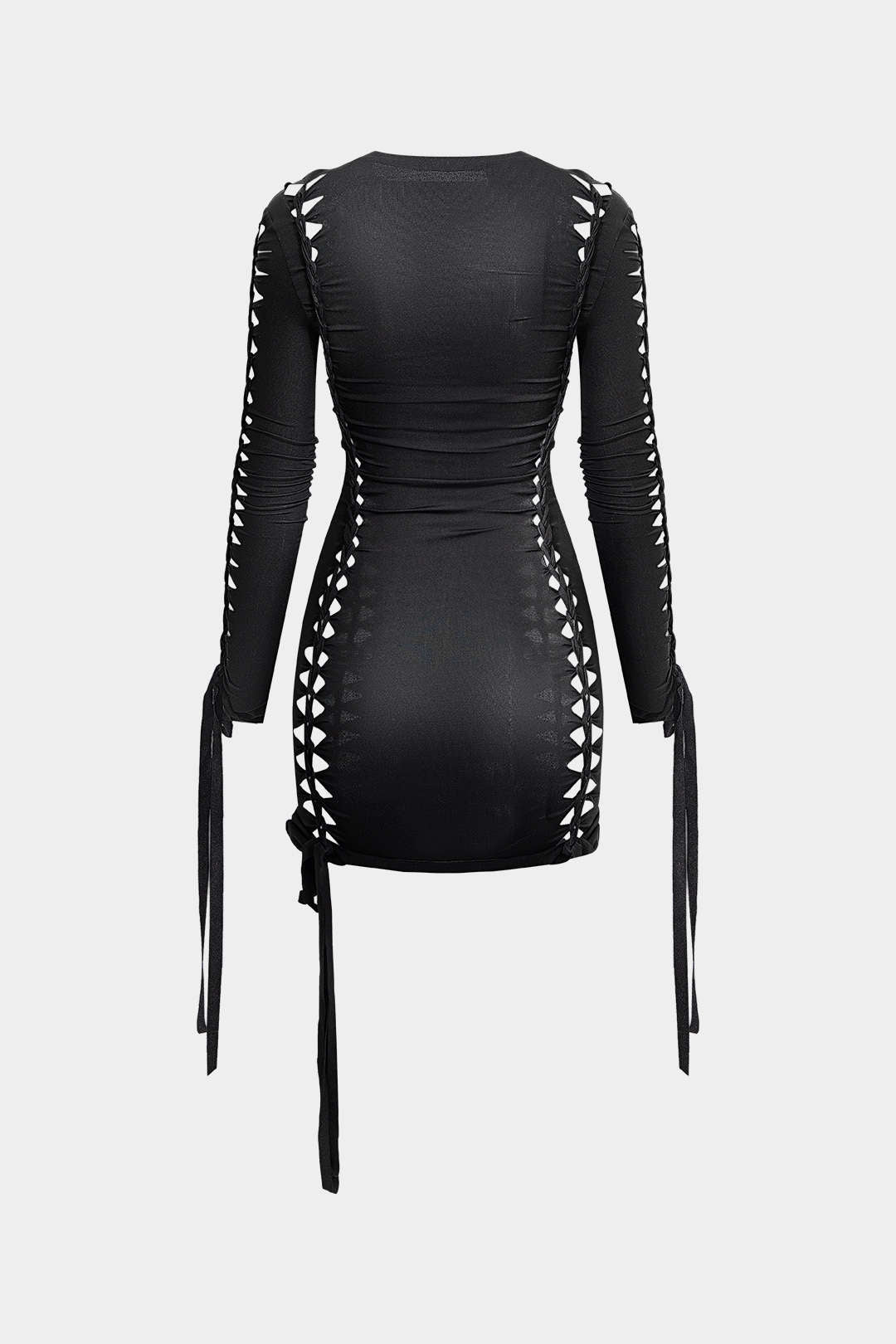 Ruched Cut Out Long Sleeve Mini Dress