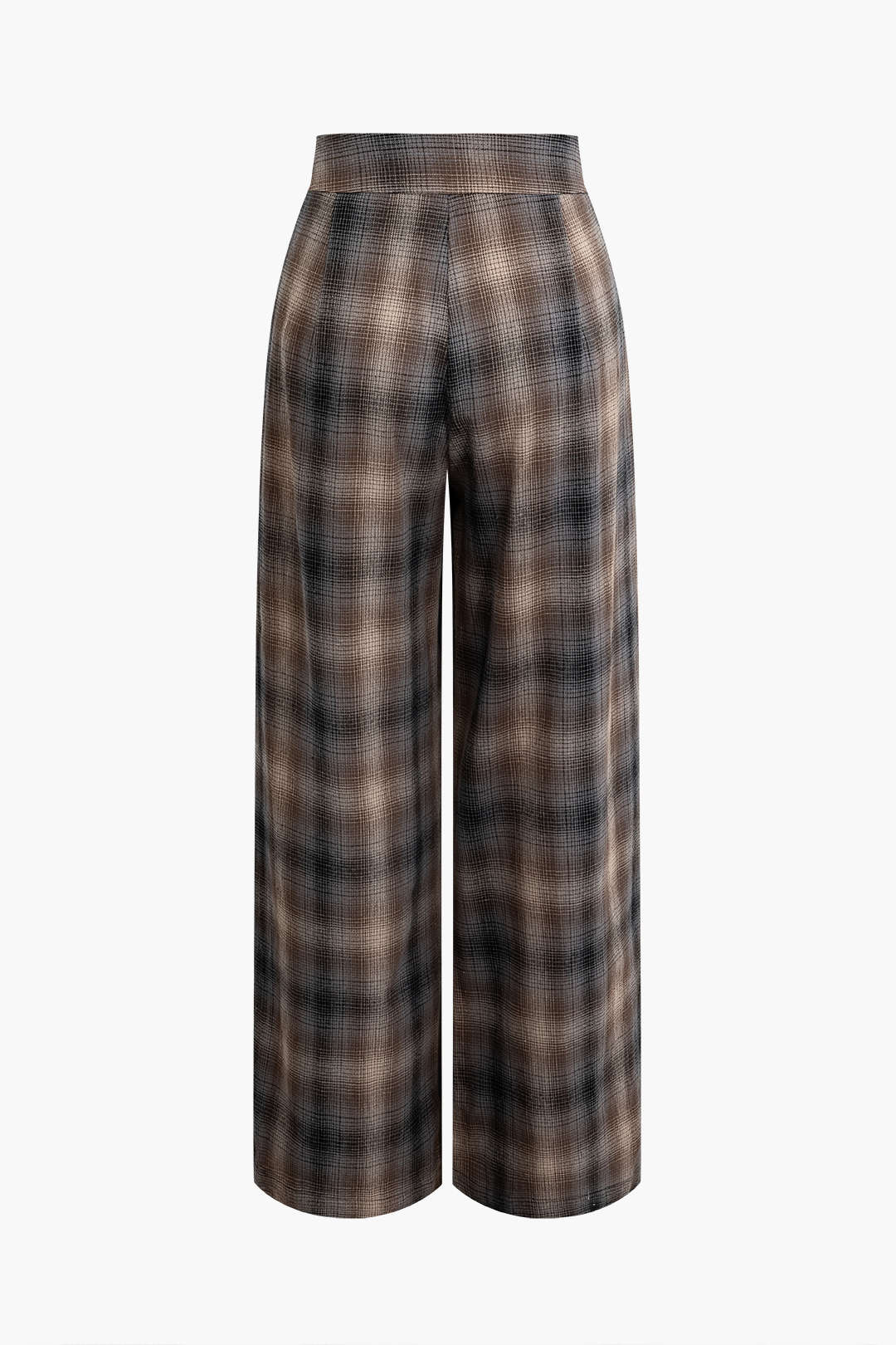 Plaid Print Wide Leg Trousers