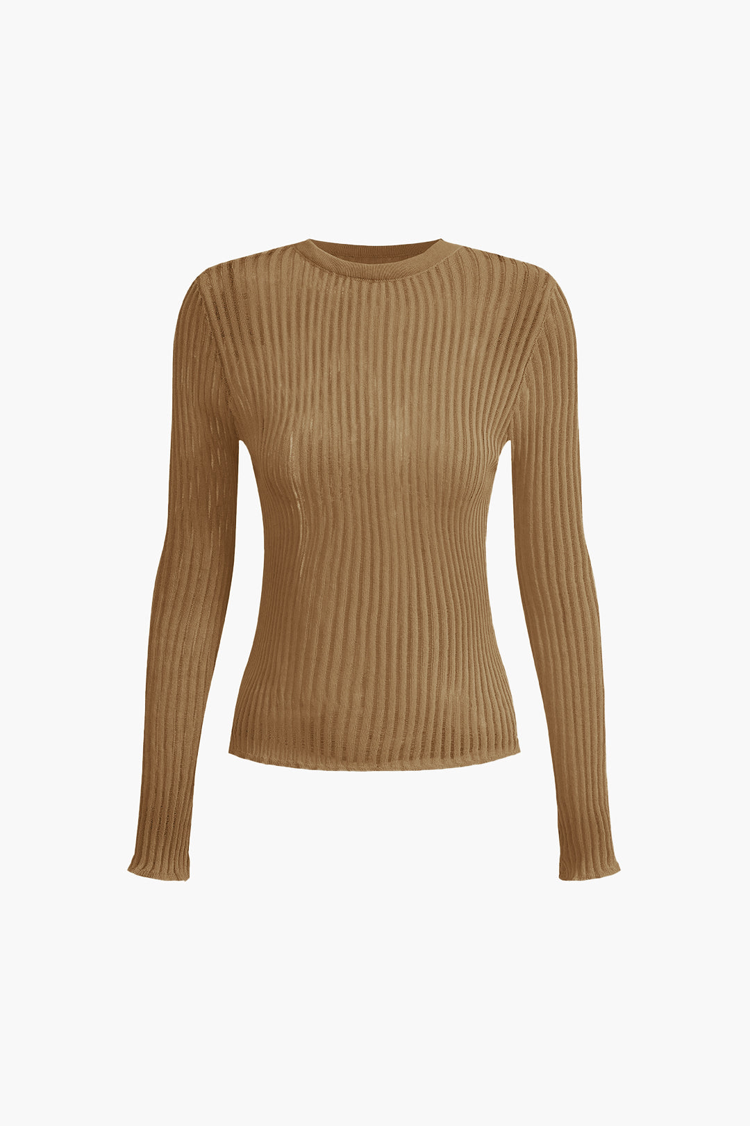 Basic Solid Knit Long-Sleeve Top