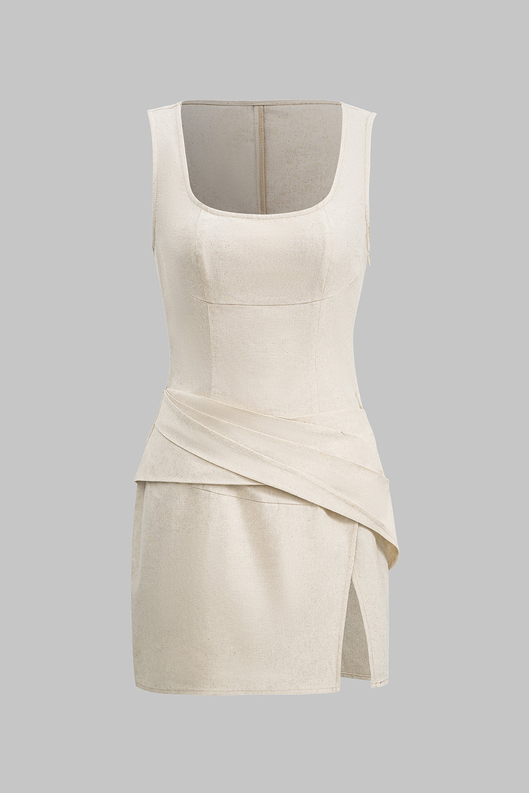 Linen Ruched Sleeveless Mini Dress