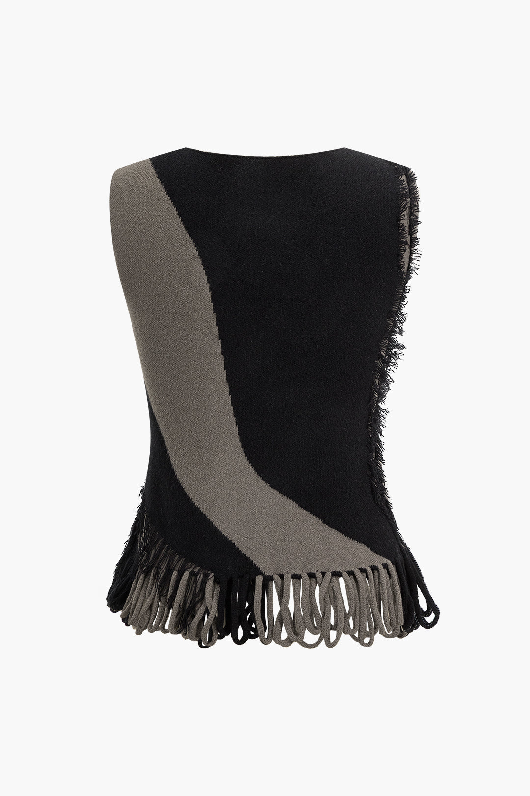 Contrast Fringe Sweater Tank Top