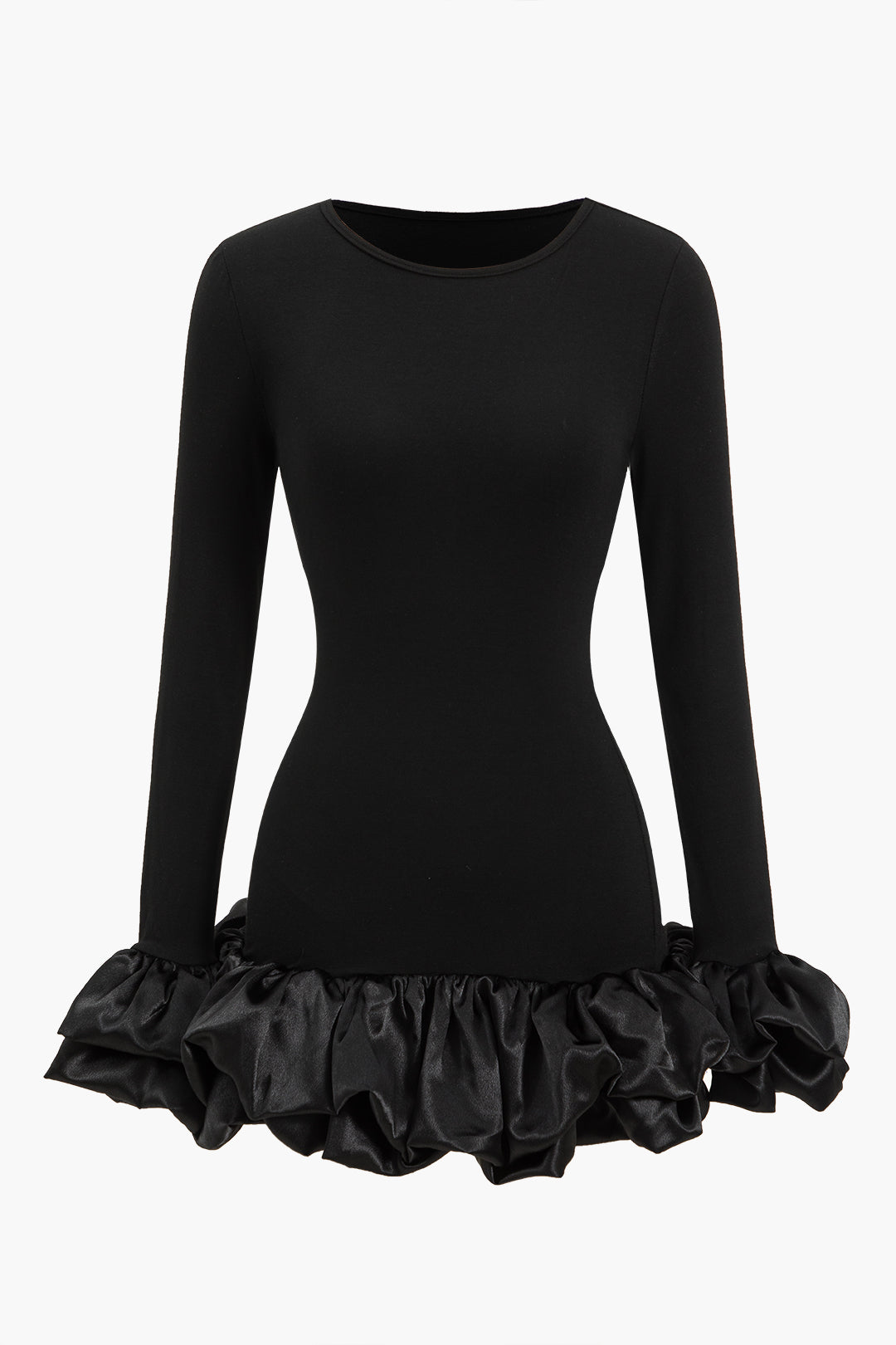 Ruffle Hem Lantern Sleeve Mini Dress