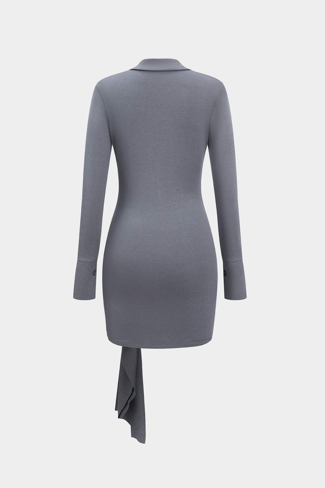 Ruched Button Long Sleeve Mini Dress