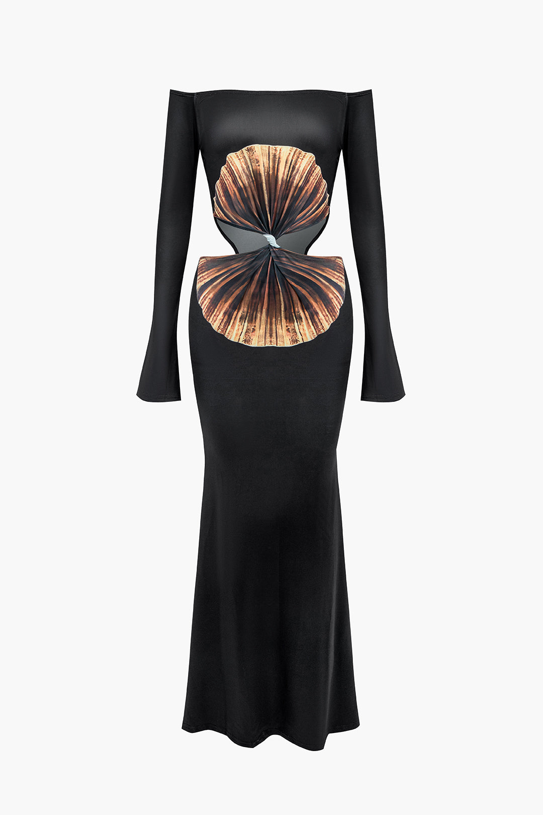 Solid Cut Out Twist Knot Long-Sleeve Maxi Dress