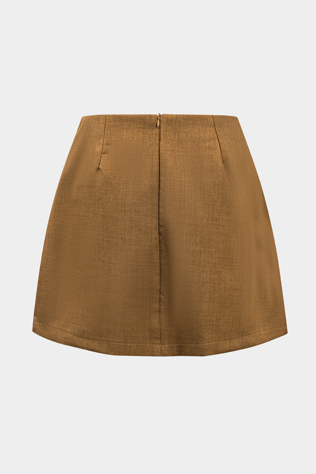 Metallic Button Pleated Zipper Skirt