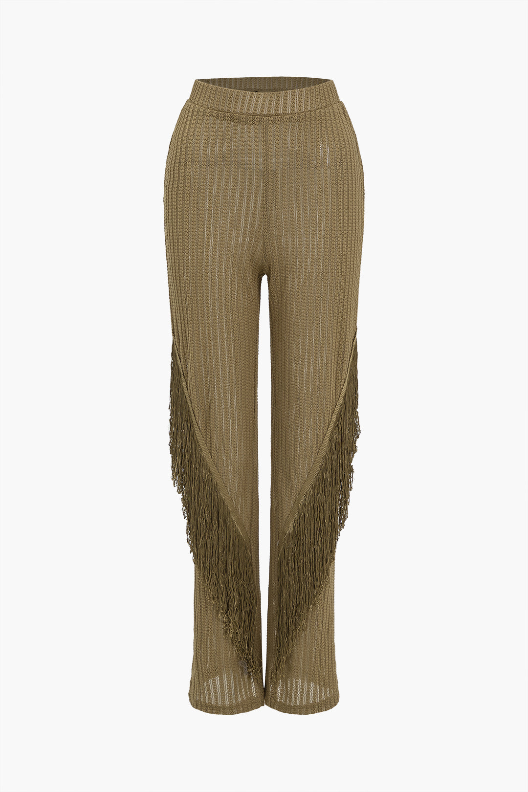 Solid Fringe Backless Asymmetrical Trouser Set