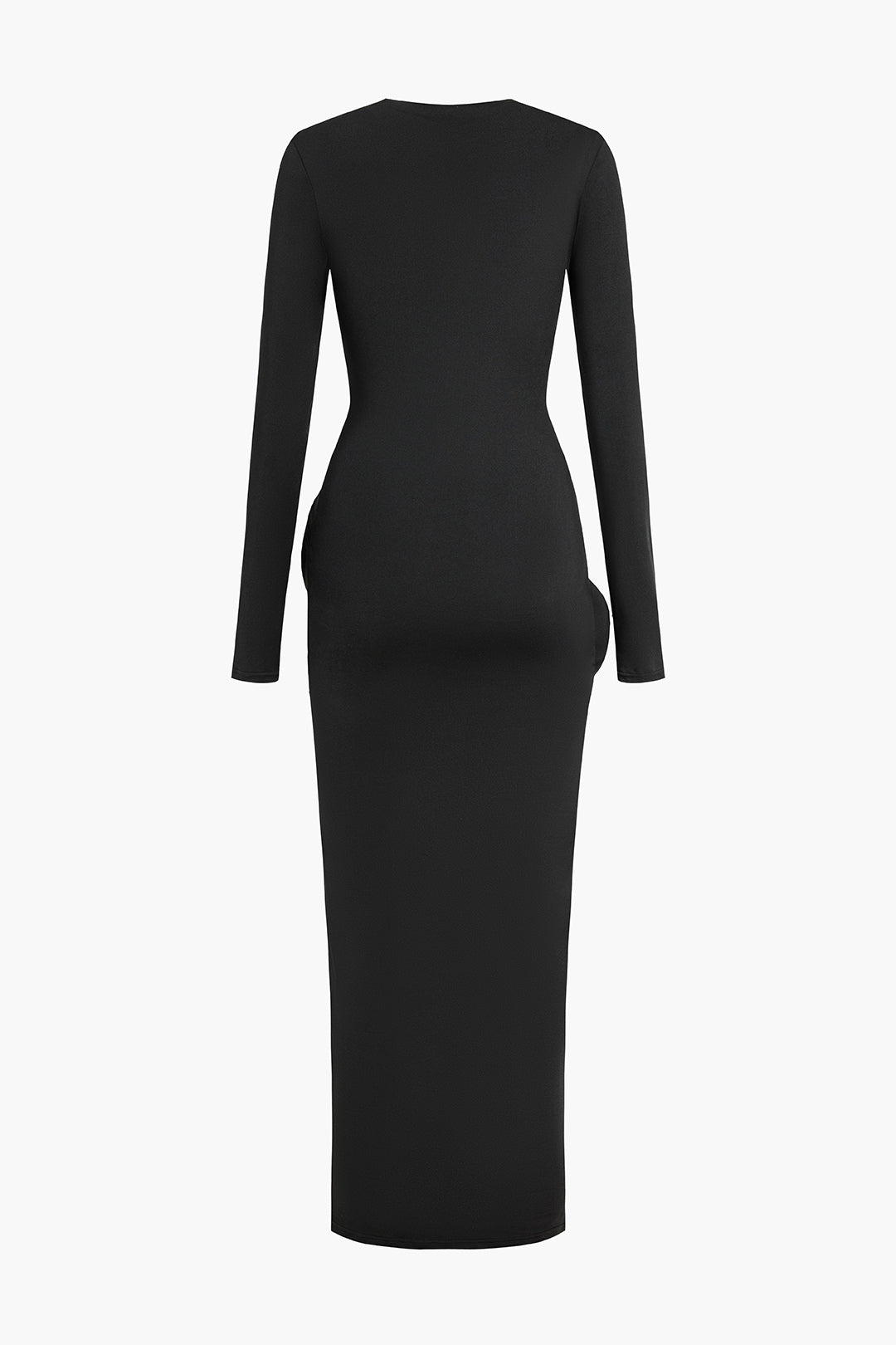 Cut Out Round Neck Long Sleeve Maxi Dress