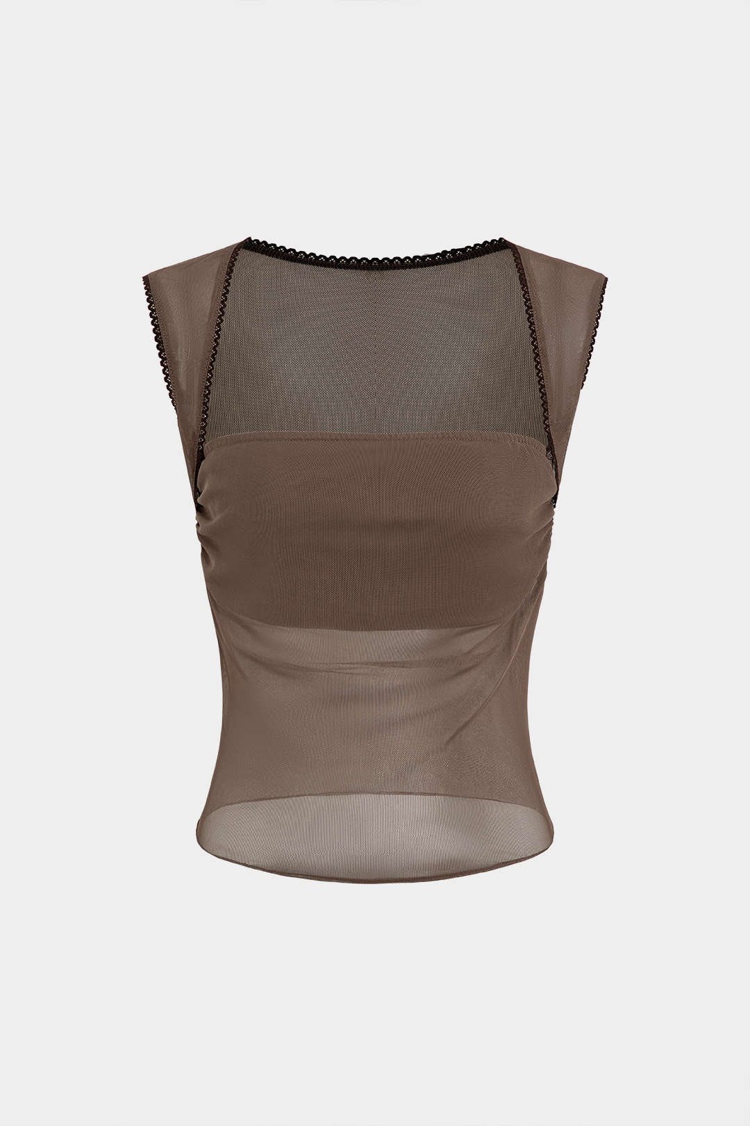 Mesh Ruched Sheer Tank Top