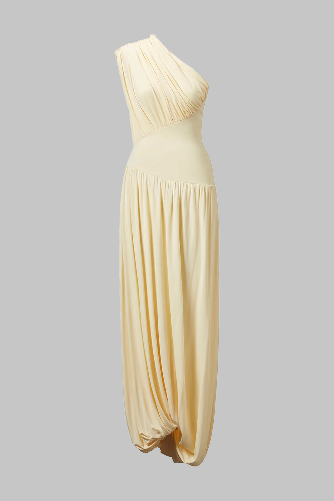 Ruched Asymmetrical One Shoulder Maxi Dress