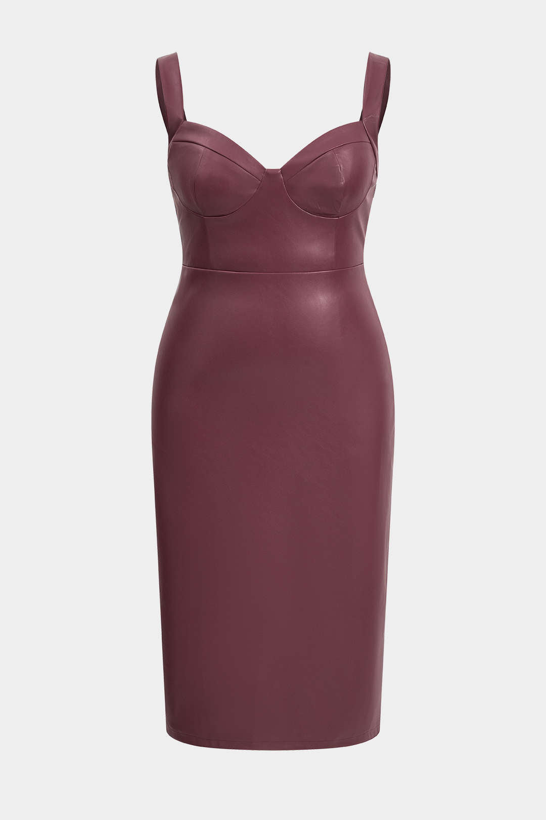 Plus Size Faux Leather Bodycon Midi Dress