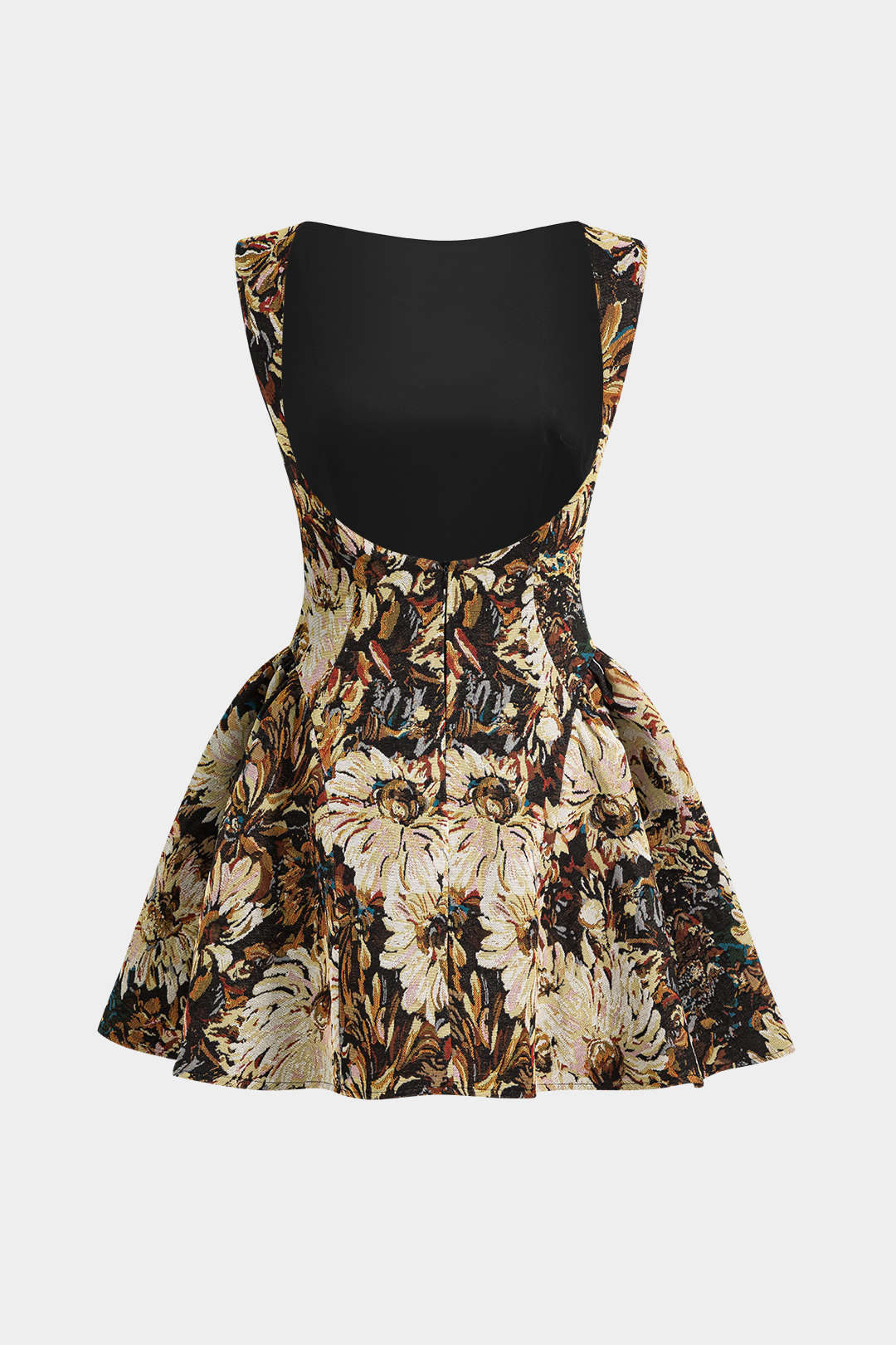 Jacquard Ruched Sleeveless Mini Dress