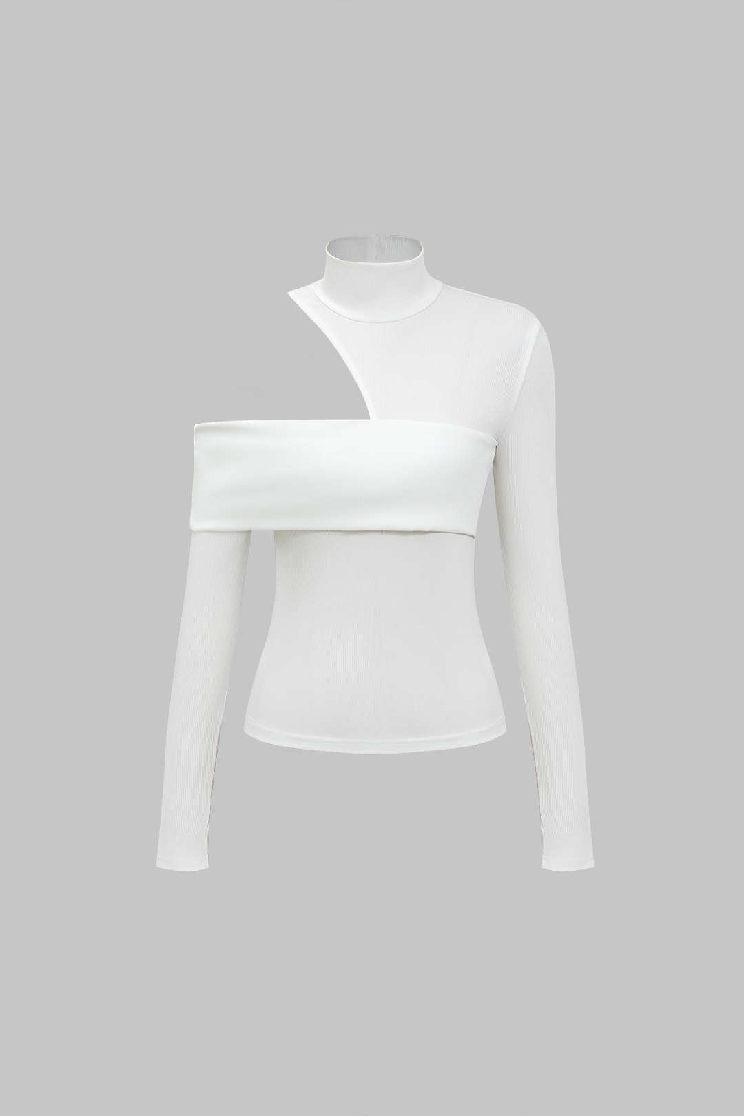 Solid Asymmetrical Long-Sleeve Top