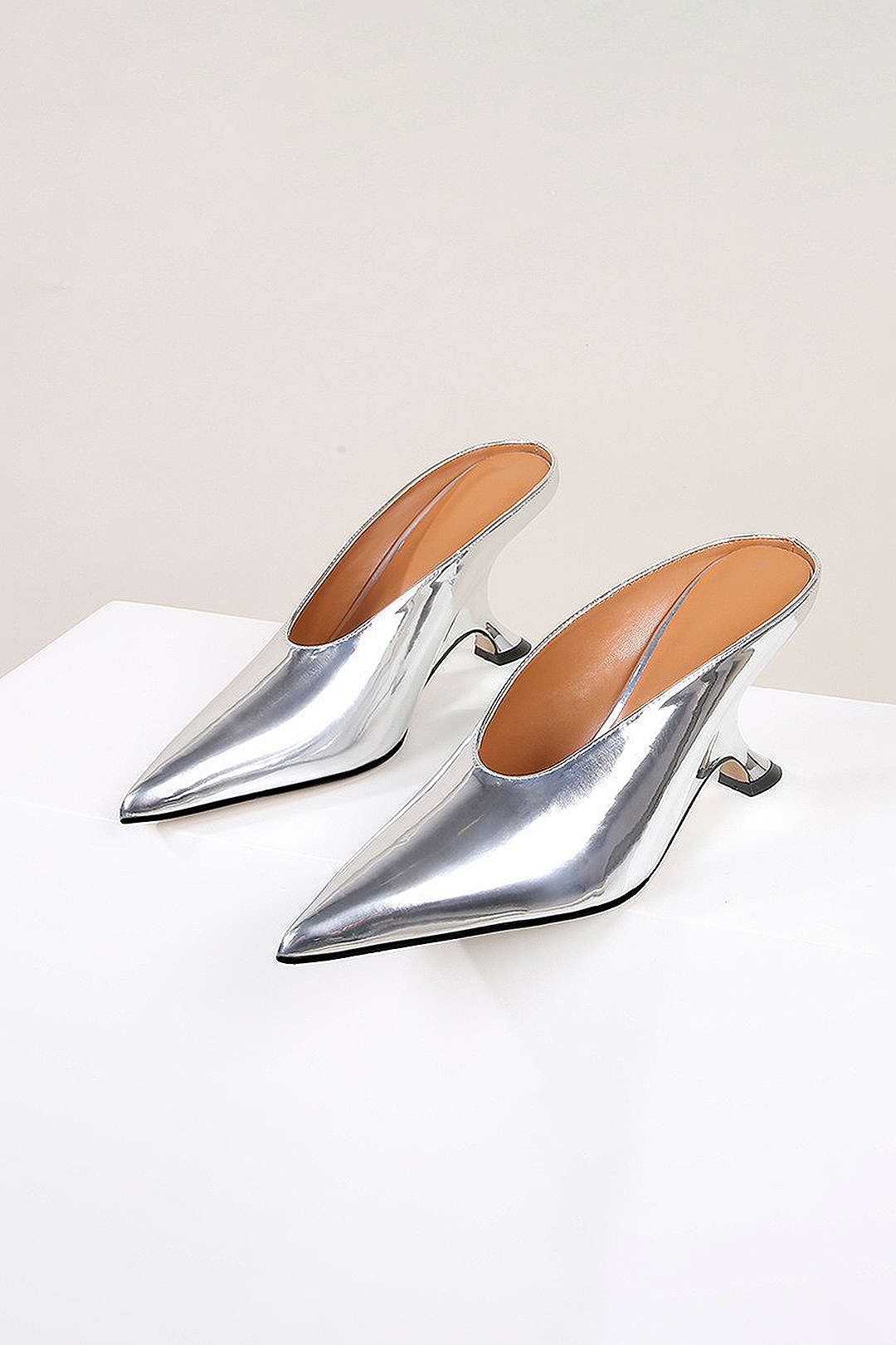 Metallic Pointed Low Heels