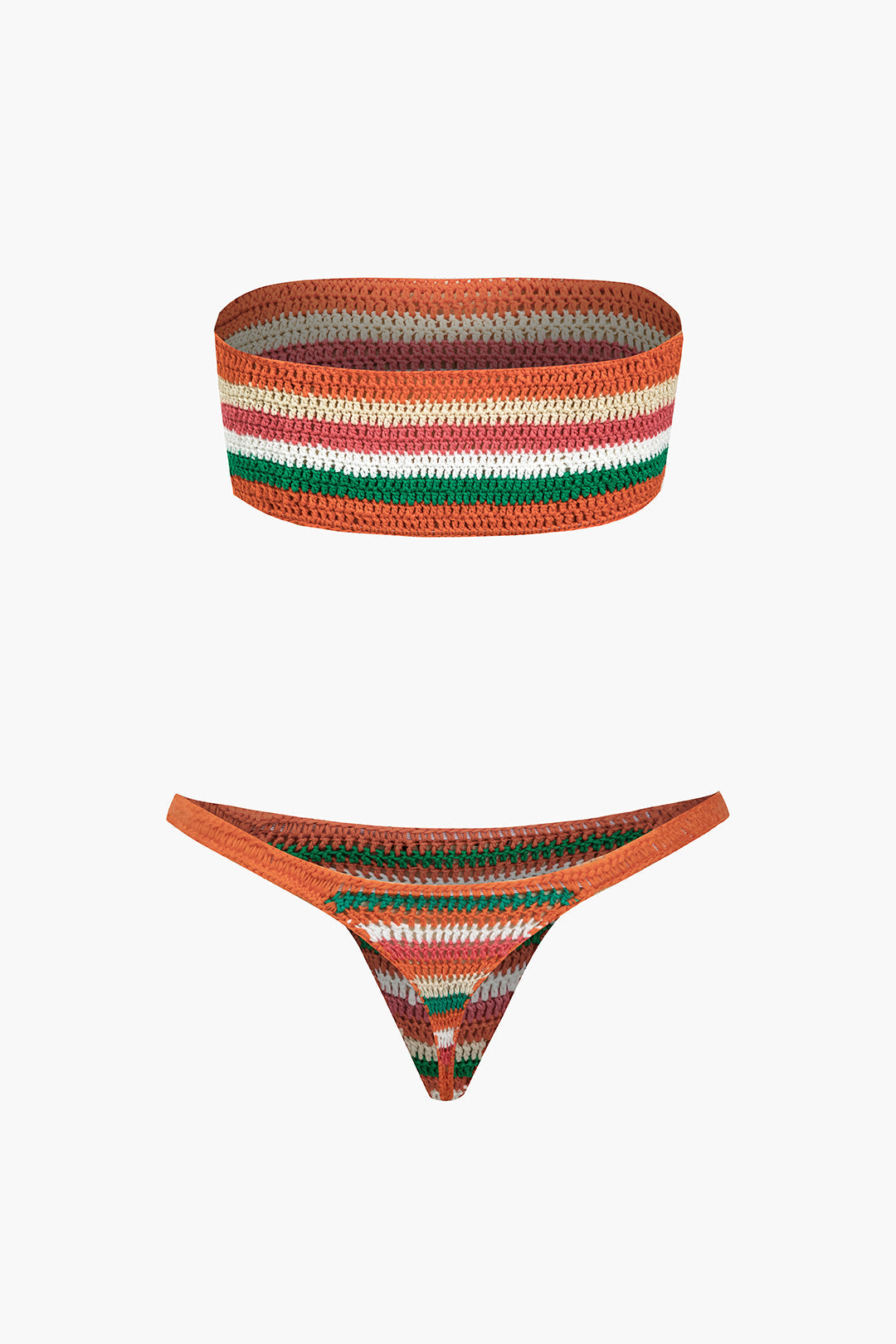 Rainbow Stripe Crochet Bikini Set