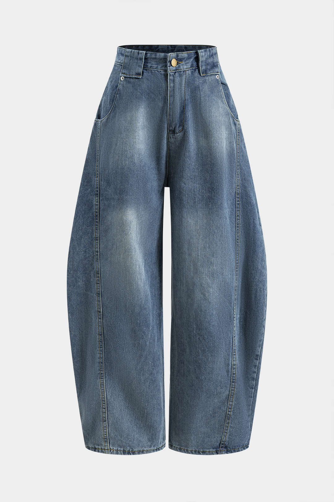 Denim Wide Leg Barrel Jeans