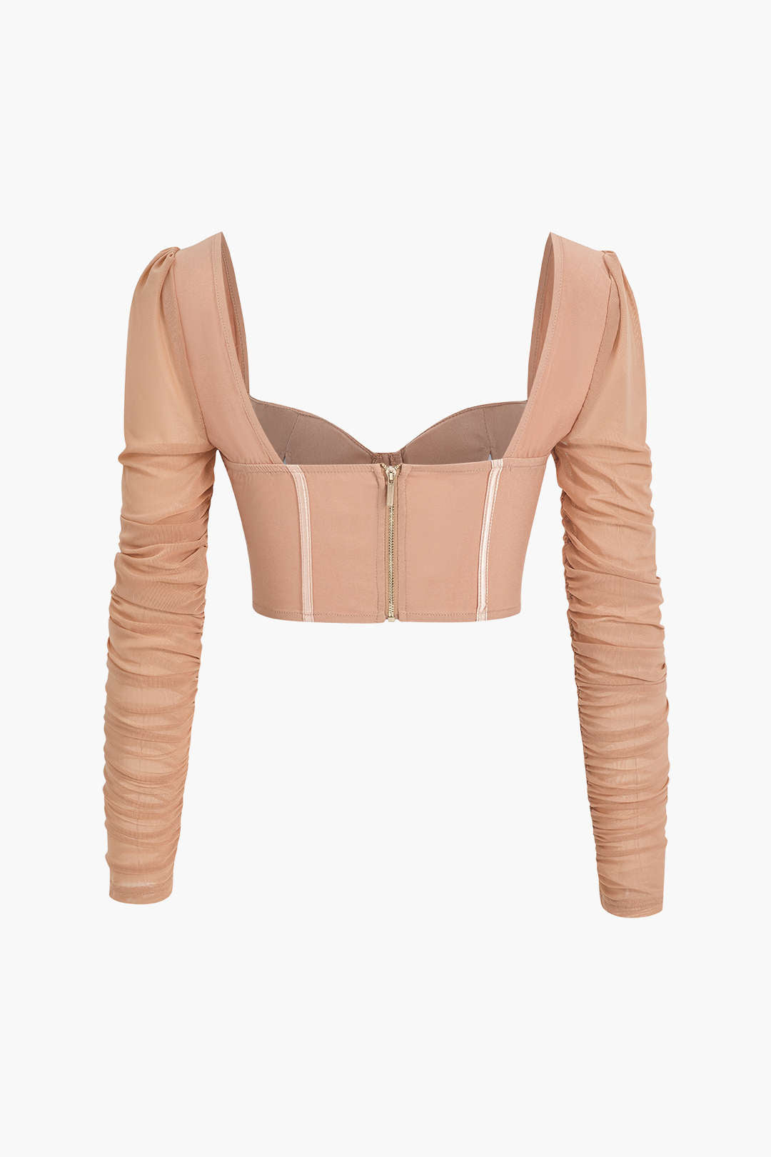 Bustier Mesh Patchwork Long Sleeve Top