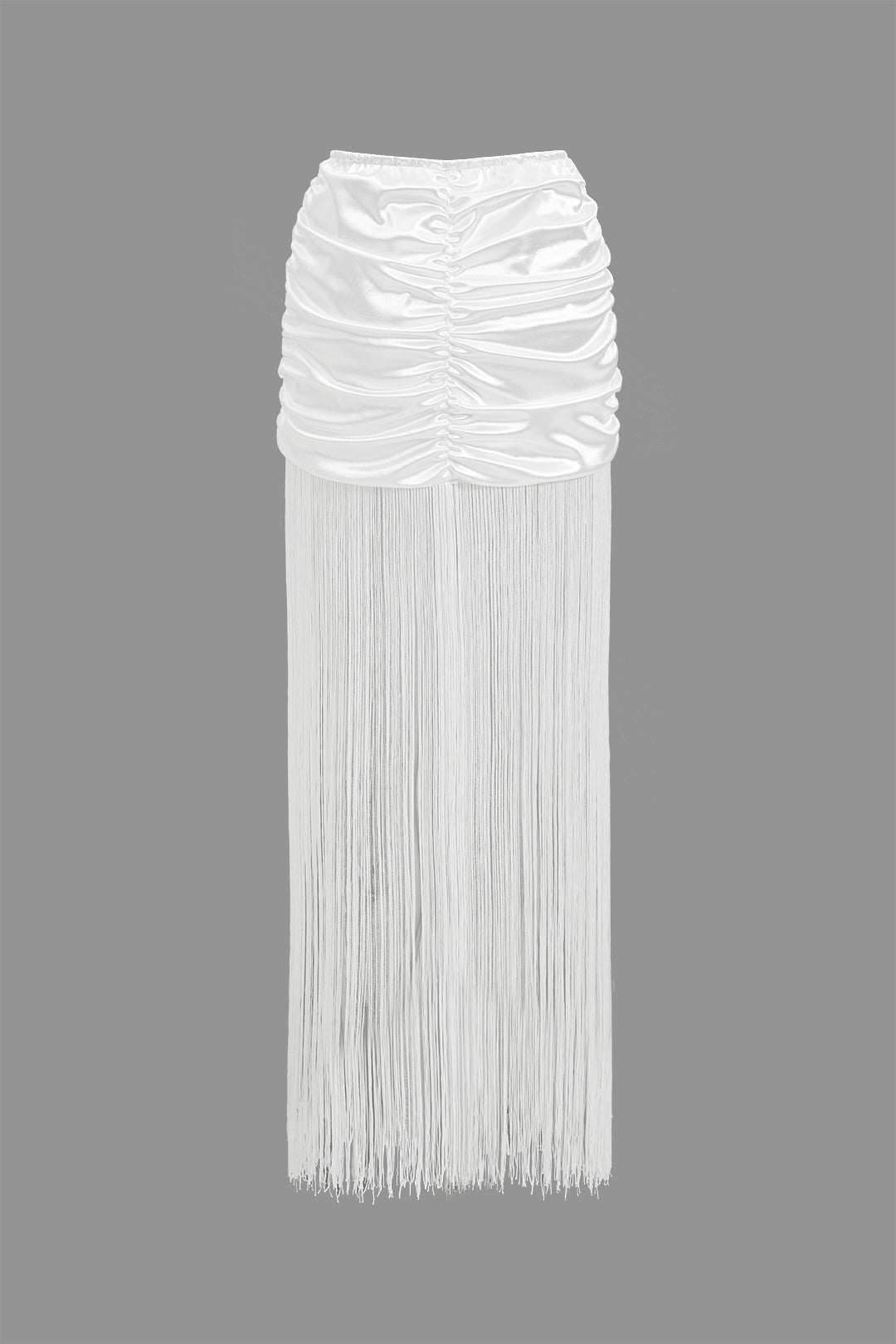 Sleeveless Bodysuit And Ruched Fringe Skirt Set