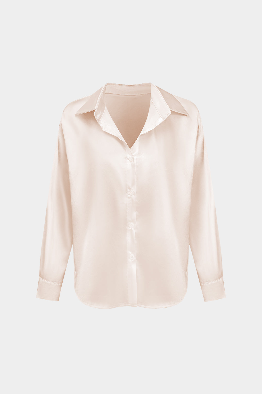 Basic Solid Satin Long-Sleeve Shirt