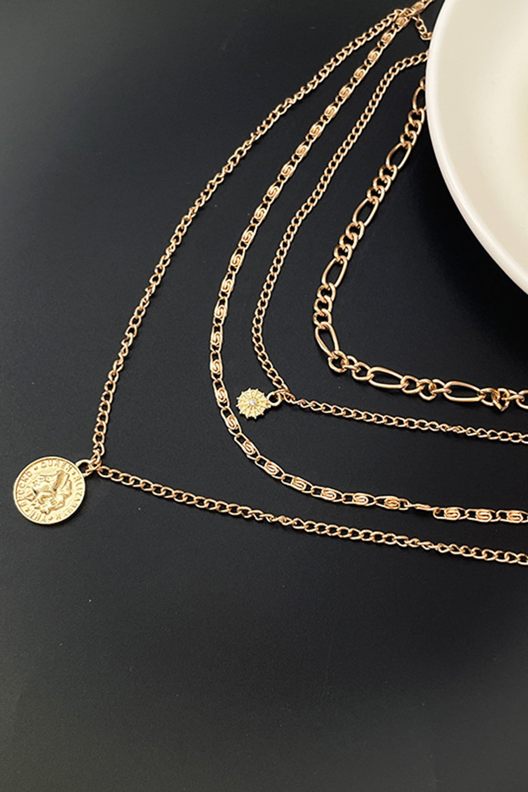 Multi-Layer Chain Coin Pendant Necklace