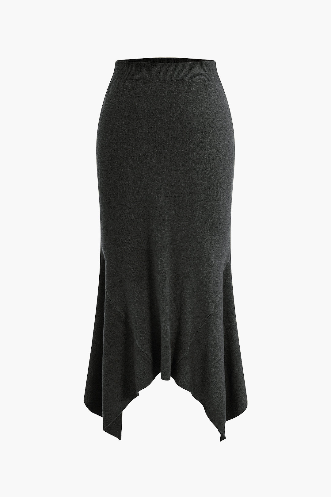 Solid Sweater Asymmetrical Skirt