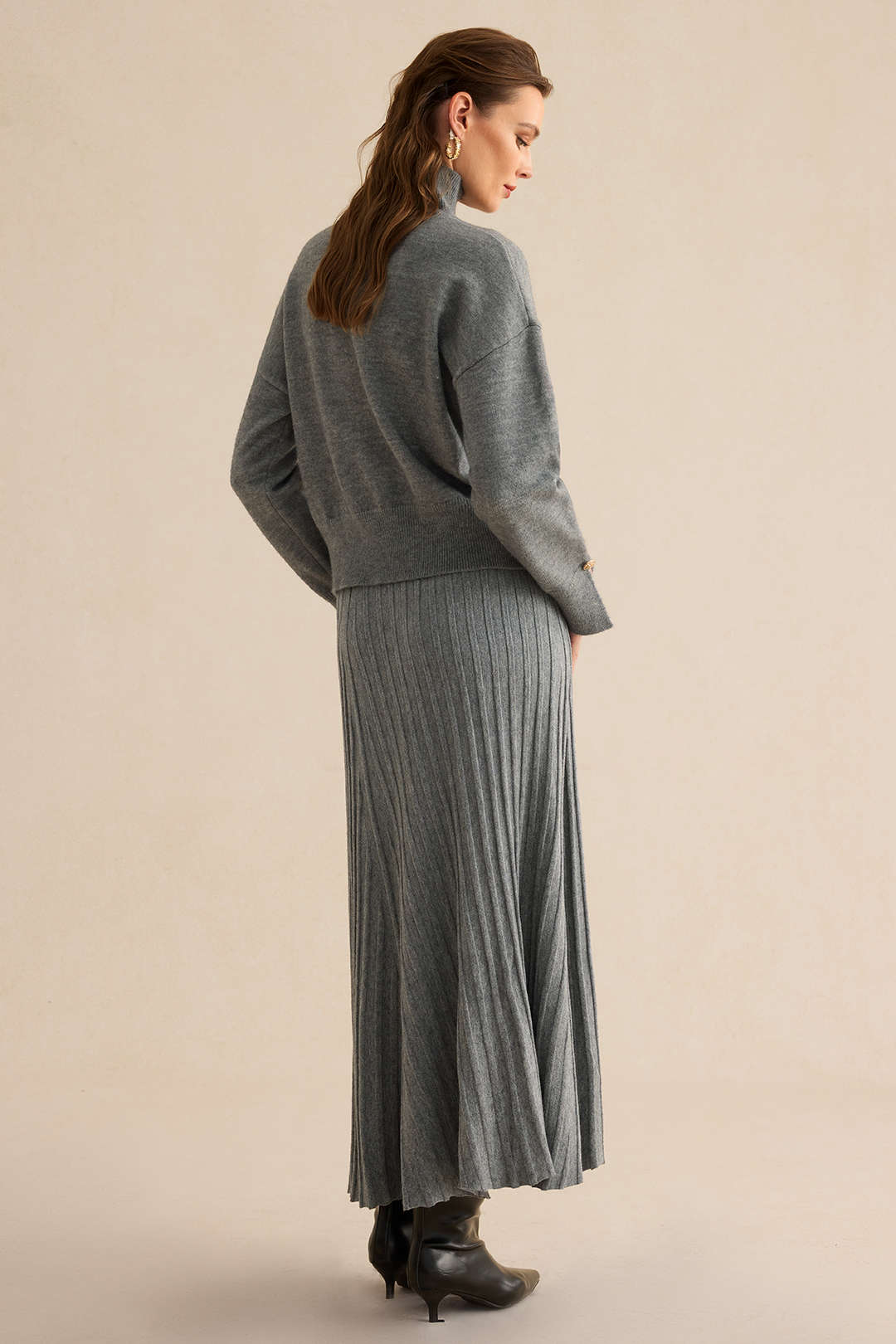 Knit Asymmetrical Button Long-Sleeve Top