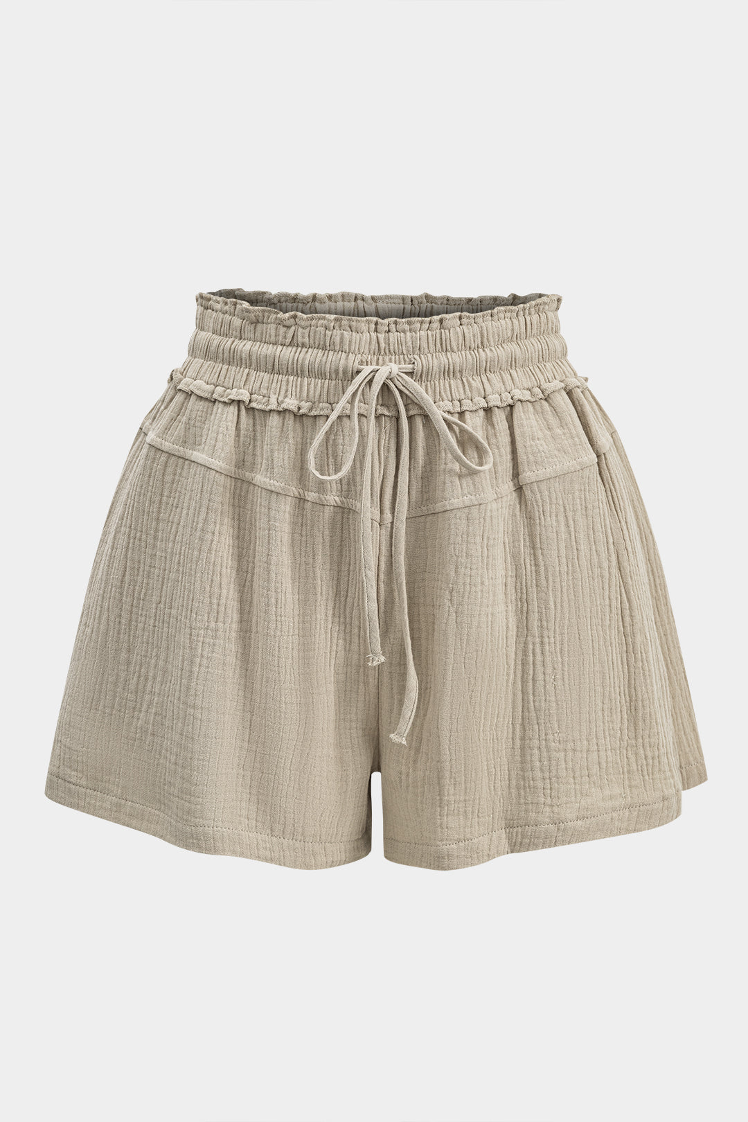 Linen Pleated Tie Front Pocket Shorts