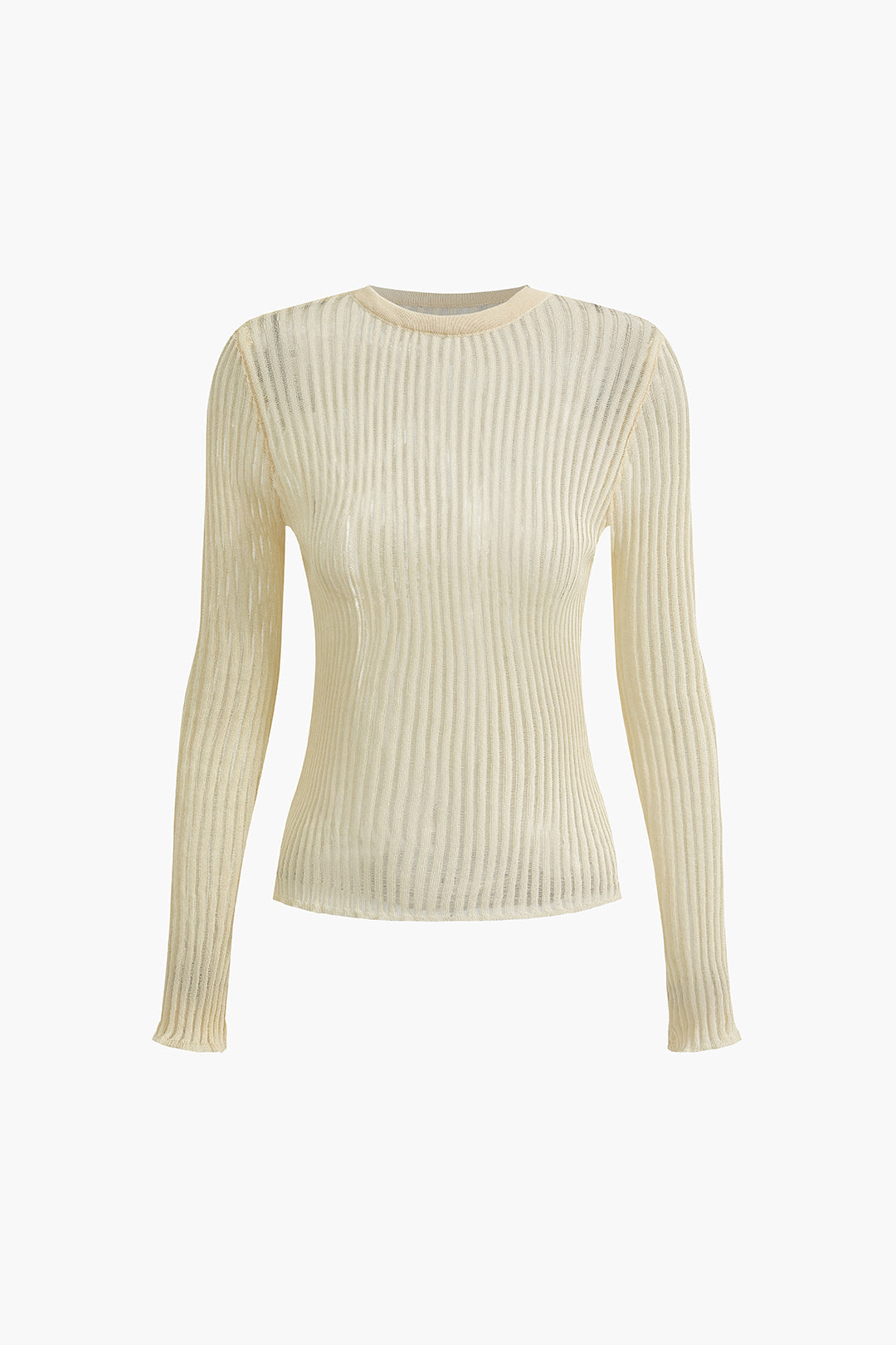 Basic Solid Knit Long-Sleeve Top